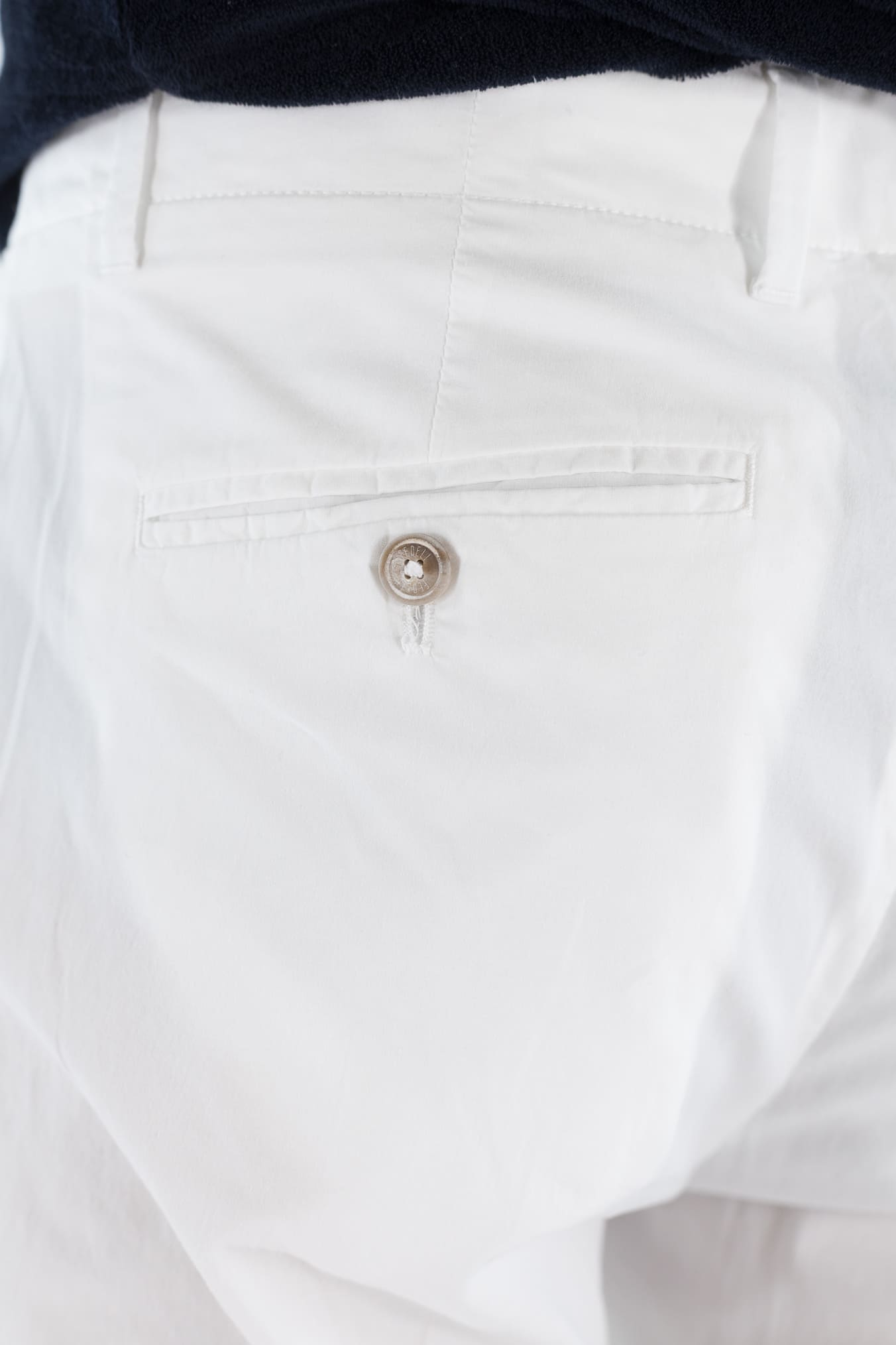 FEDELI Pantaloni "Yale" Cotone Elasticizzato Bianco