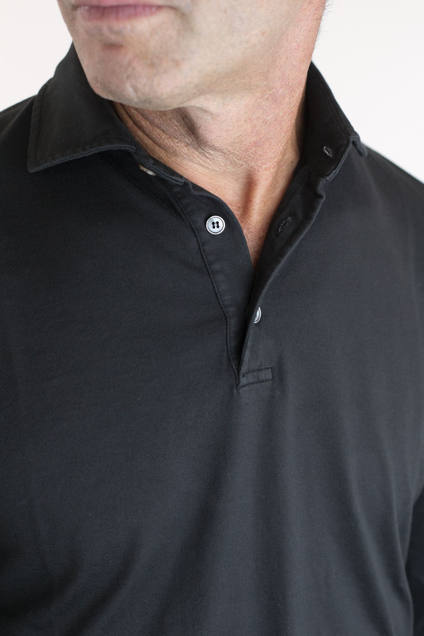 FEDELI Polo Maniche Lunghe Jersey Cotone Nero