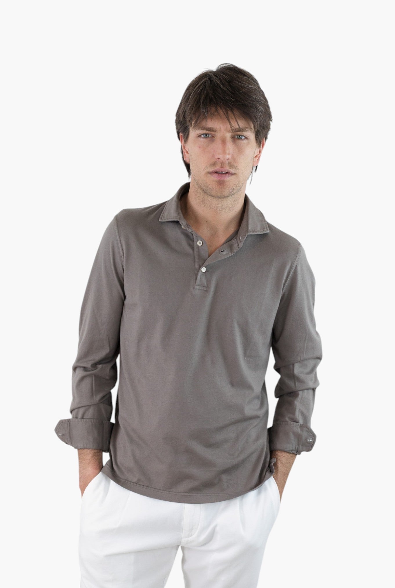 FEDELI Polo "Zero" Jersey Cotone Fango