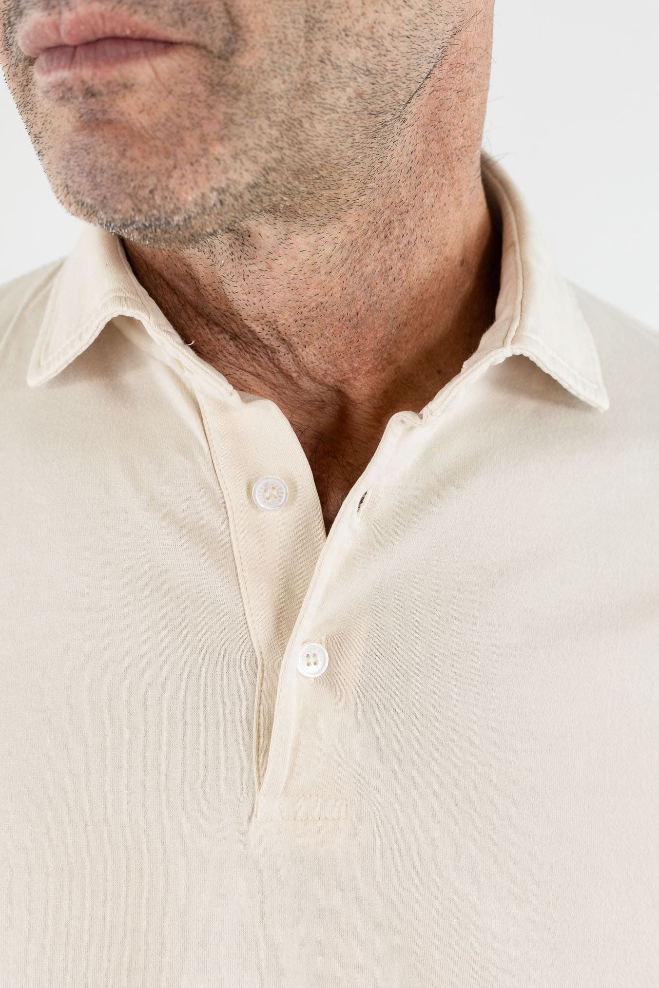 FEDELI Polo "Zero" Jersey Cotone Beige Chiaro