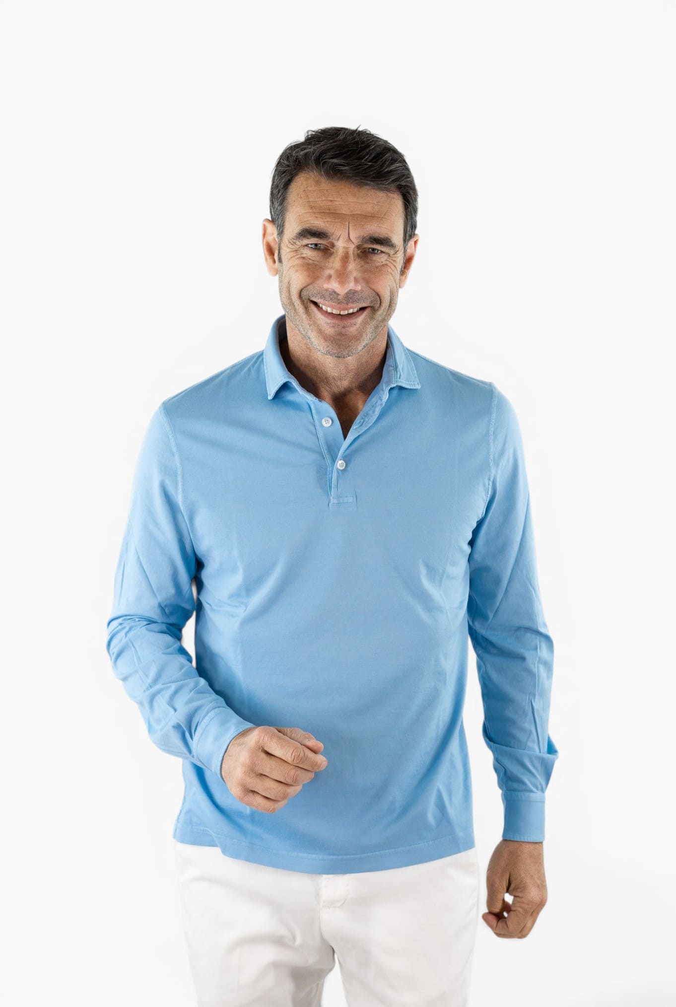 FEDELI Polo "Zero" Jersey Cotone Azzurro