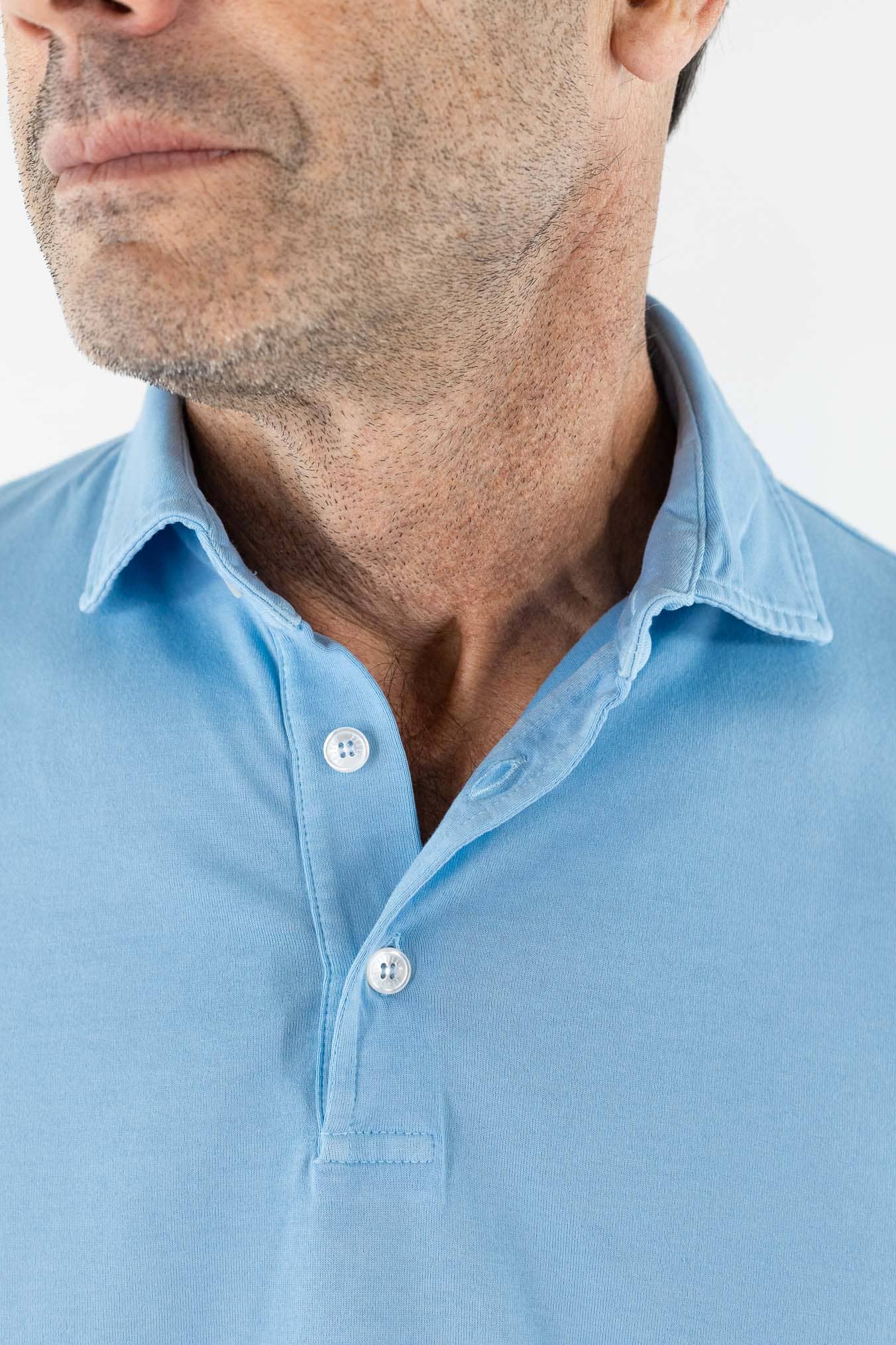FEDELI Polo "Zero" Jersey Cotone Azzurro