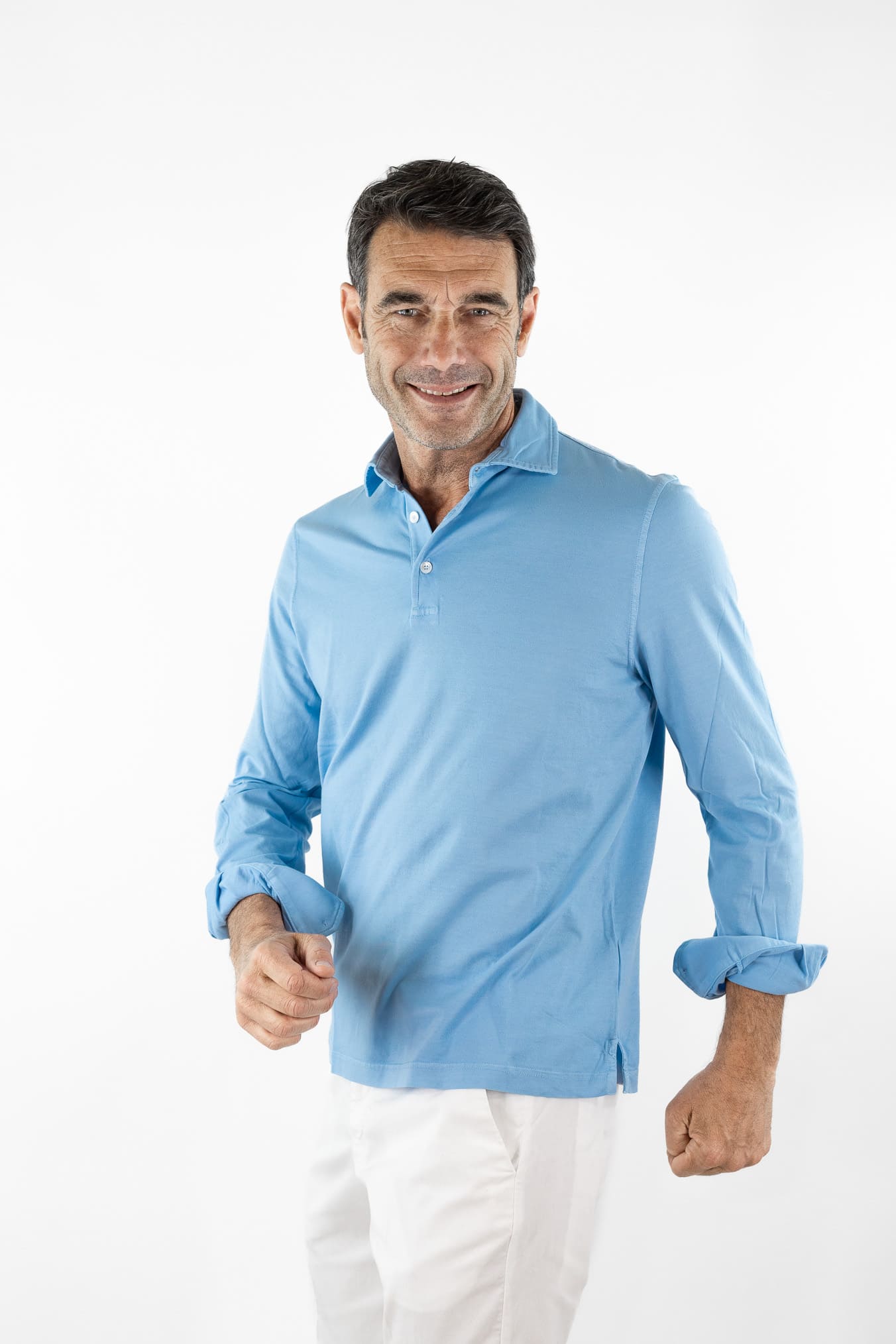FEDELI Polo "Zero" Jersey Cotone Azzurro