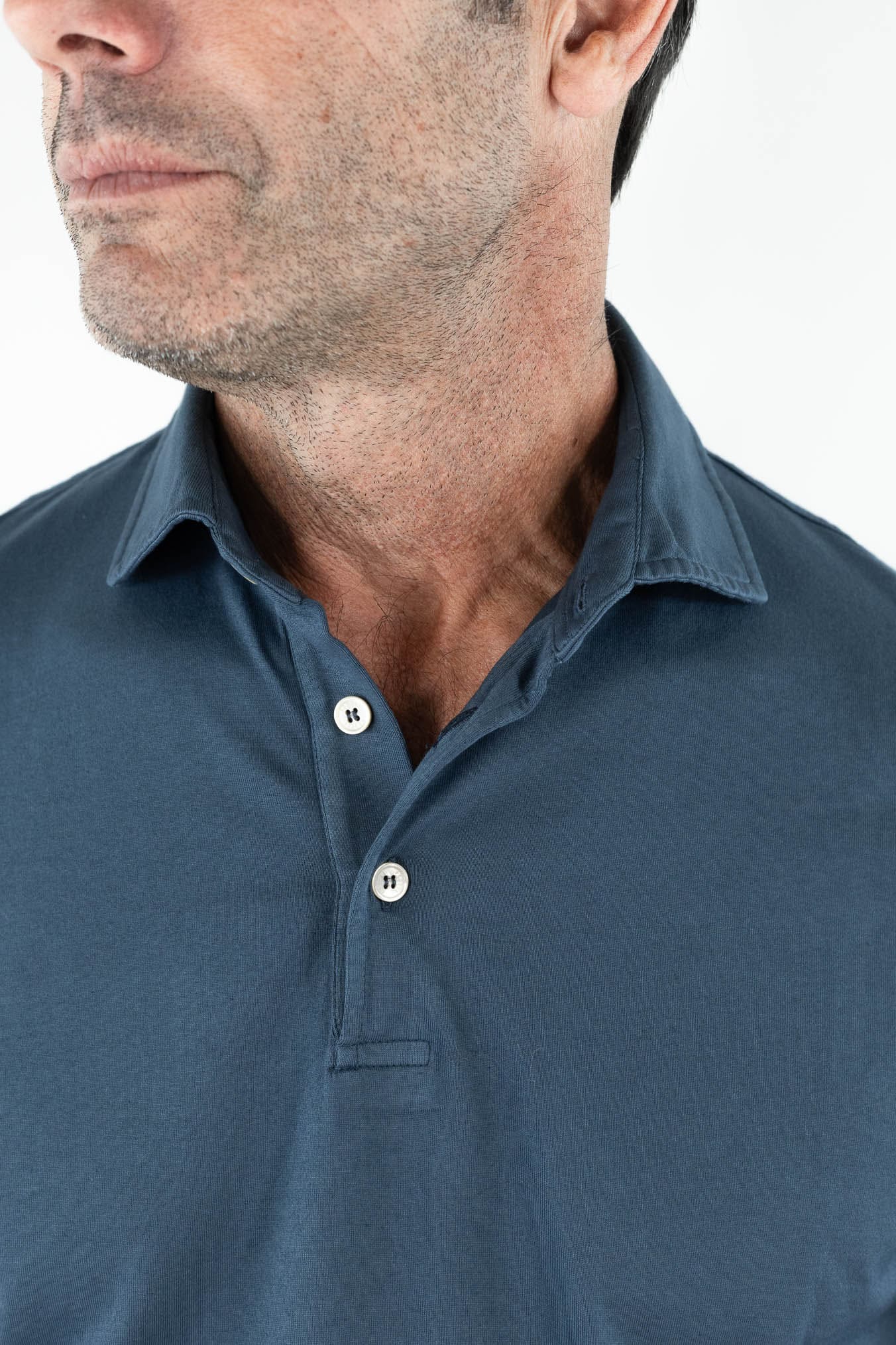 FEDELI Polo "Zero" Jersey Cotone Blu Petrolio
