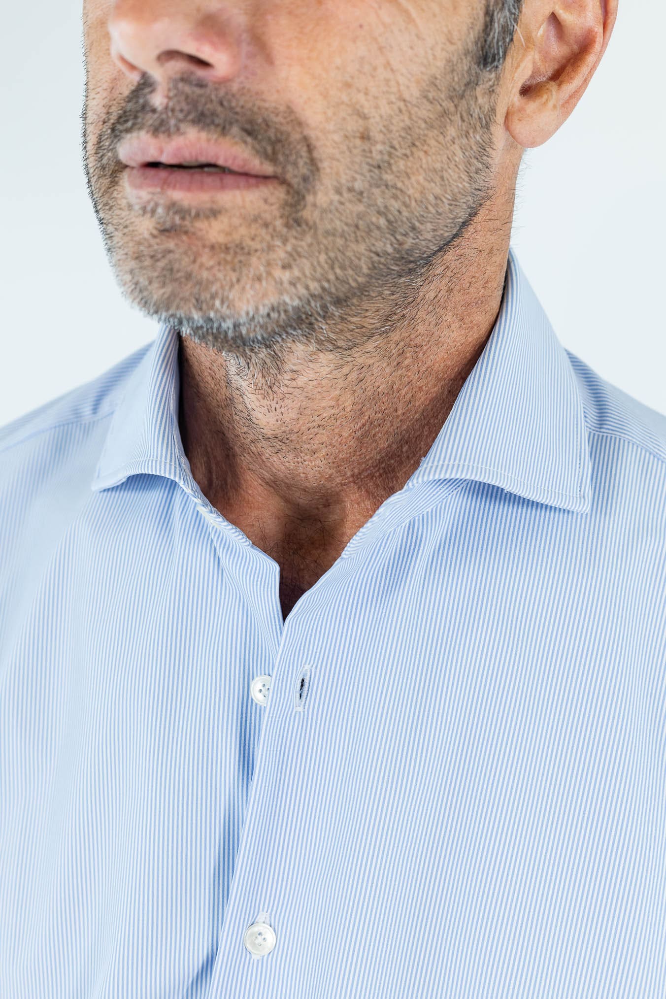 FFF Camicia Active Microfibra Stretch Microrighe Azzurro Chiaro