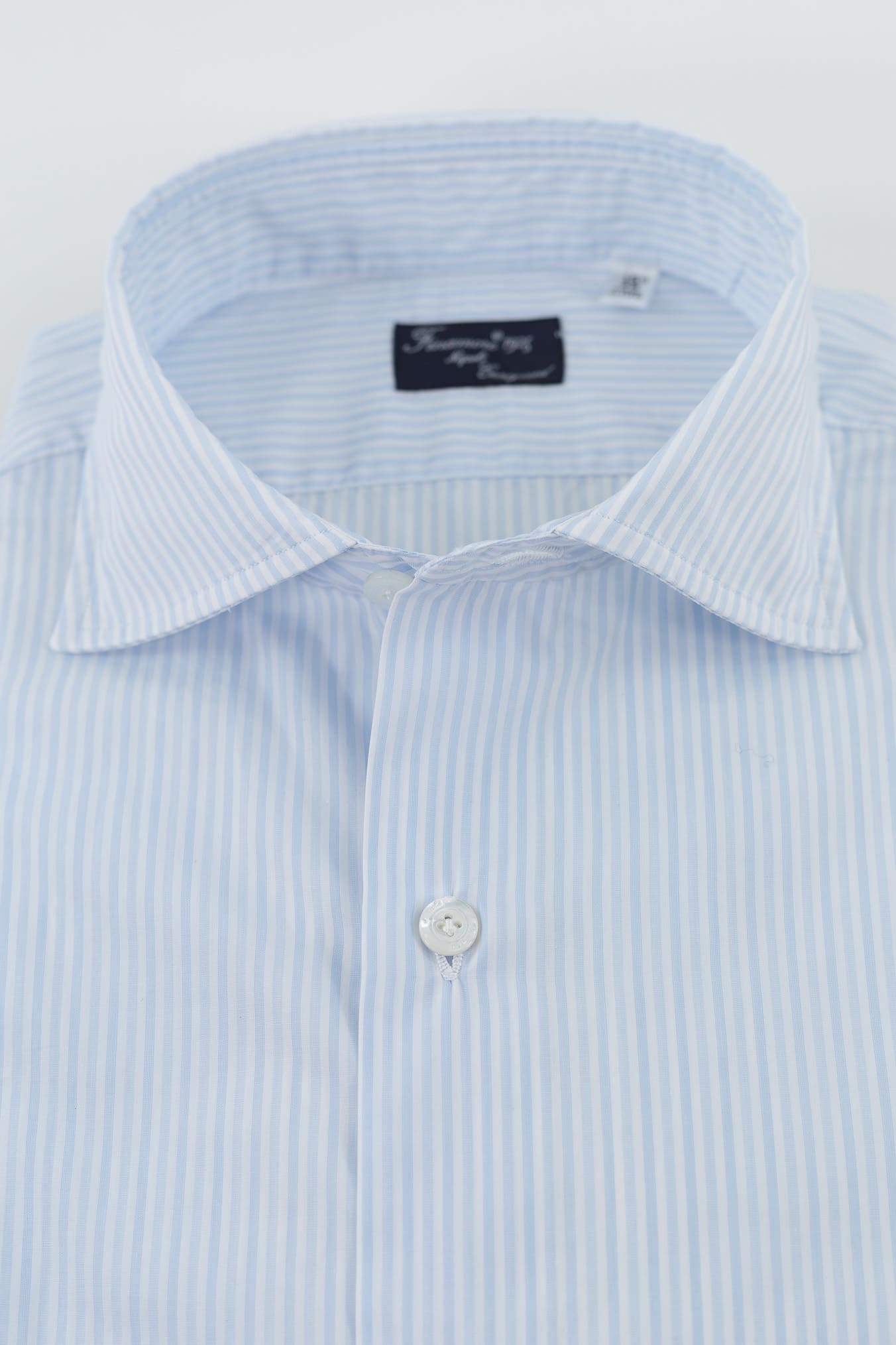 FINAMORE Camicia Napoli Lino Celeste