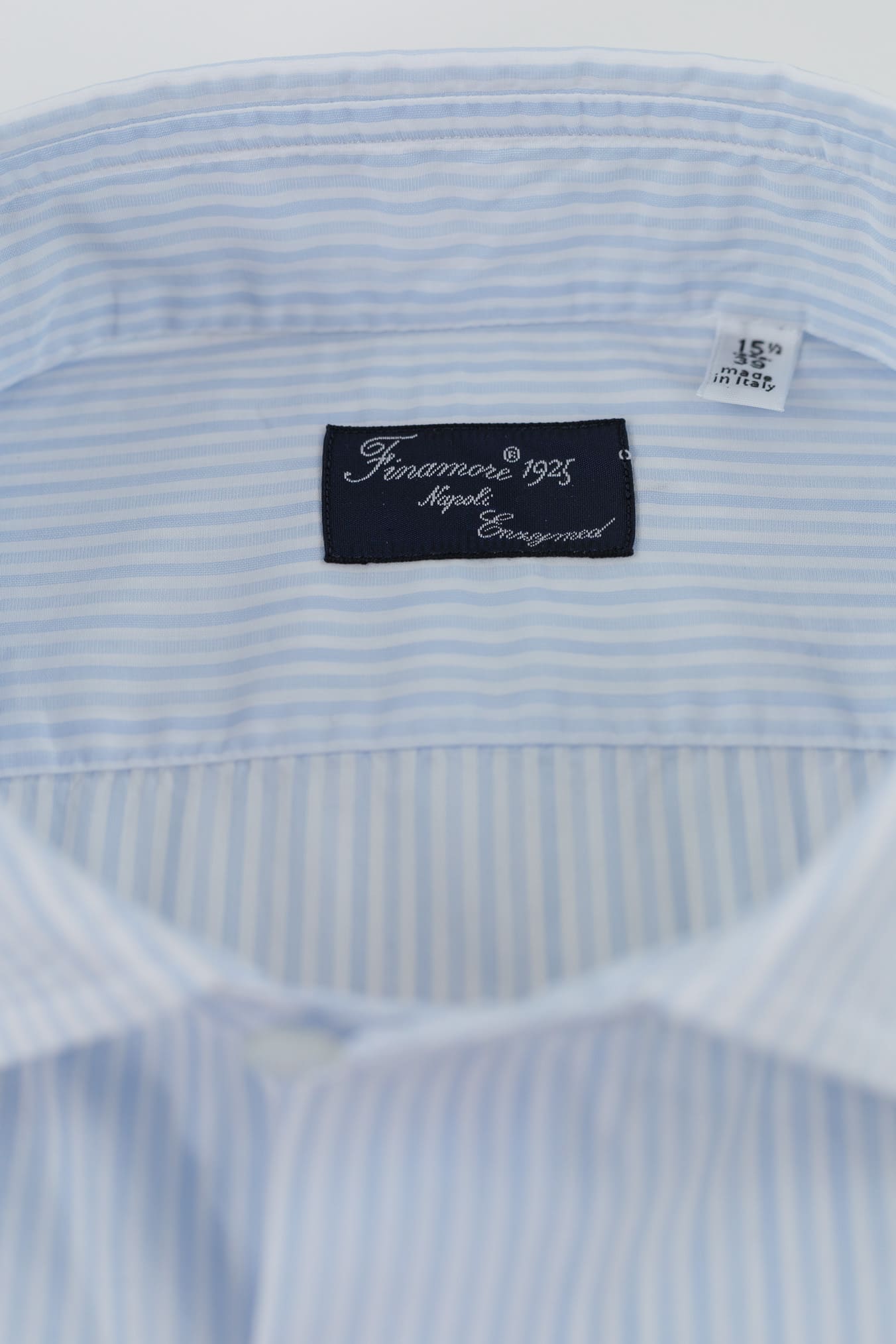 FINAMORE Camicia Napoli Lino Celeste