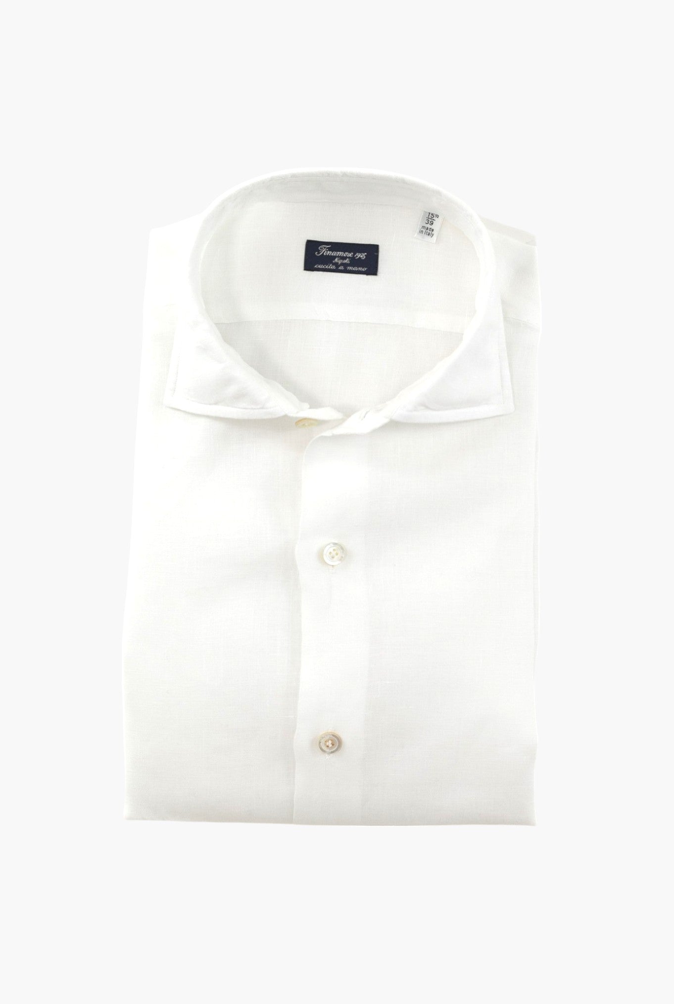 FINAMORE Camicia Napoli Lino Bianco