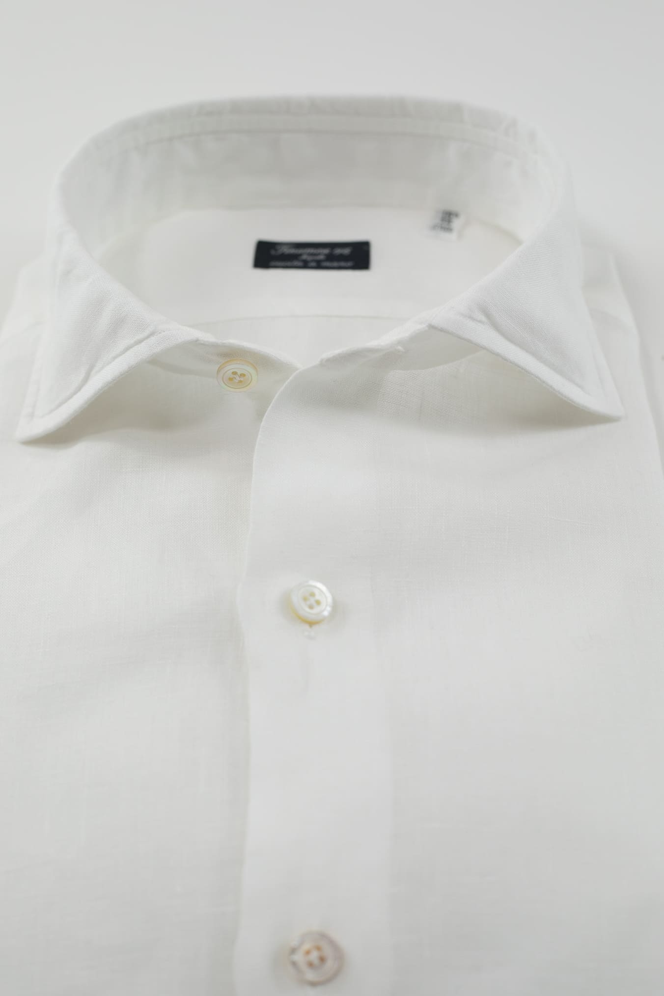 FINAMORE Camicia Napoli Lino Bianco