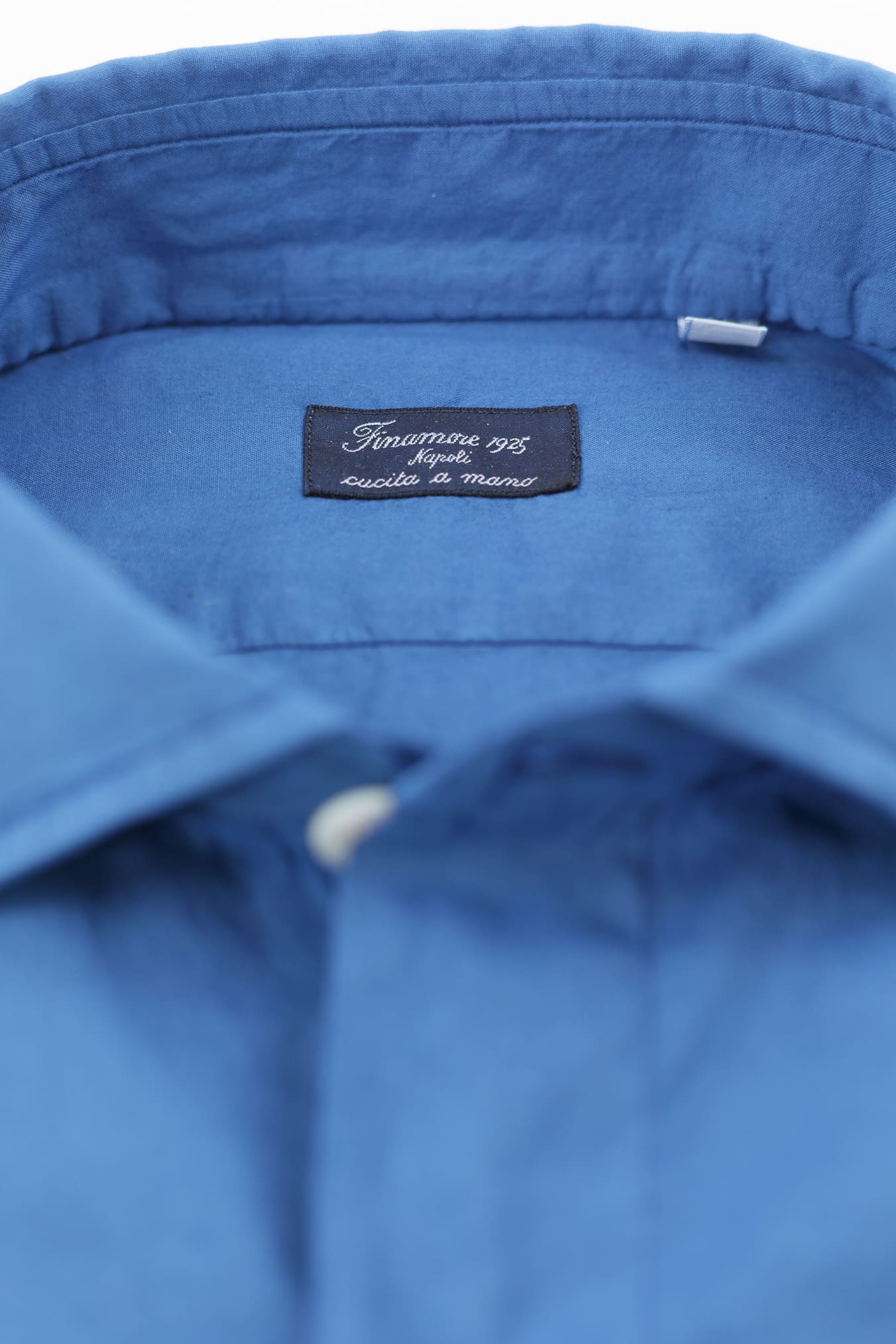 FINAMORE Camicia Napoli Cotone Superlight Dyed Blu
