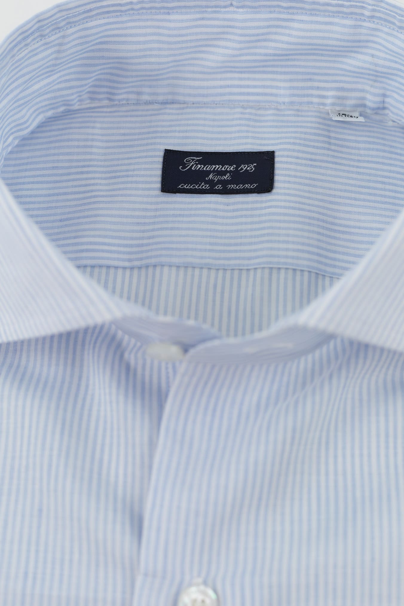 FINAMORE Camicia Napoli Tessuto Riva Righe Azzurre