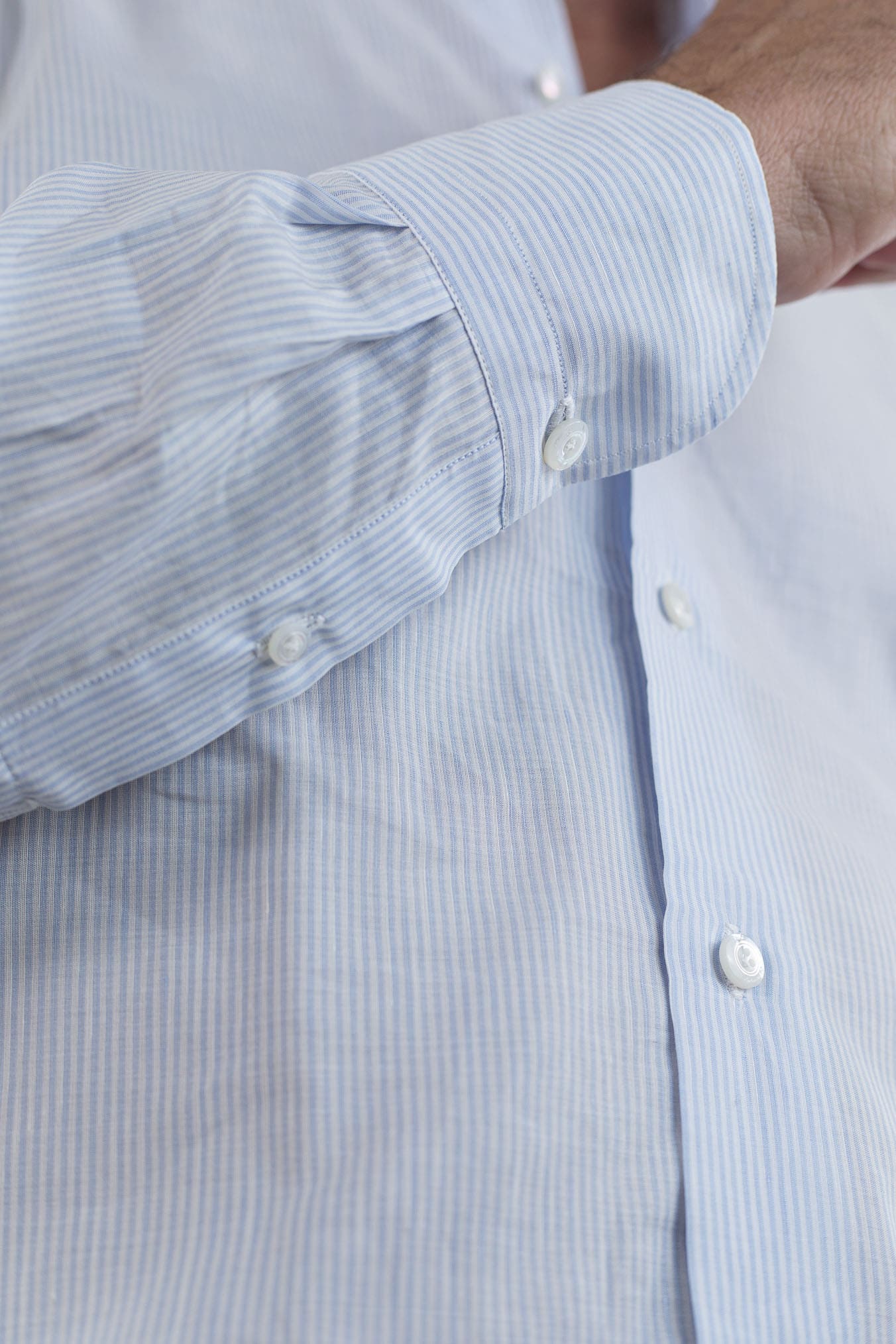 FINAMORE Camicia Napoli Tessuto Riva Righe Azzurre