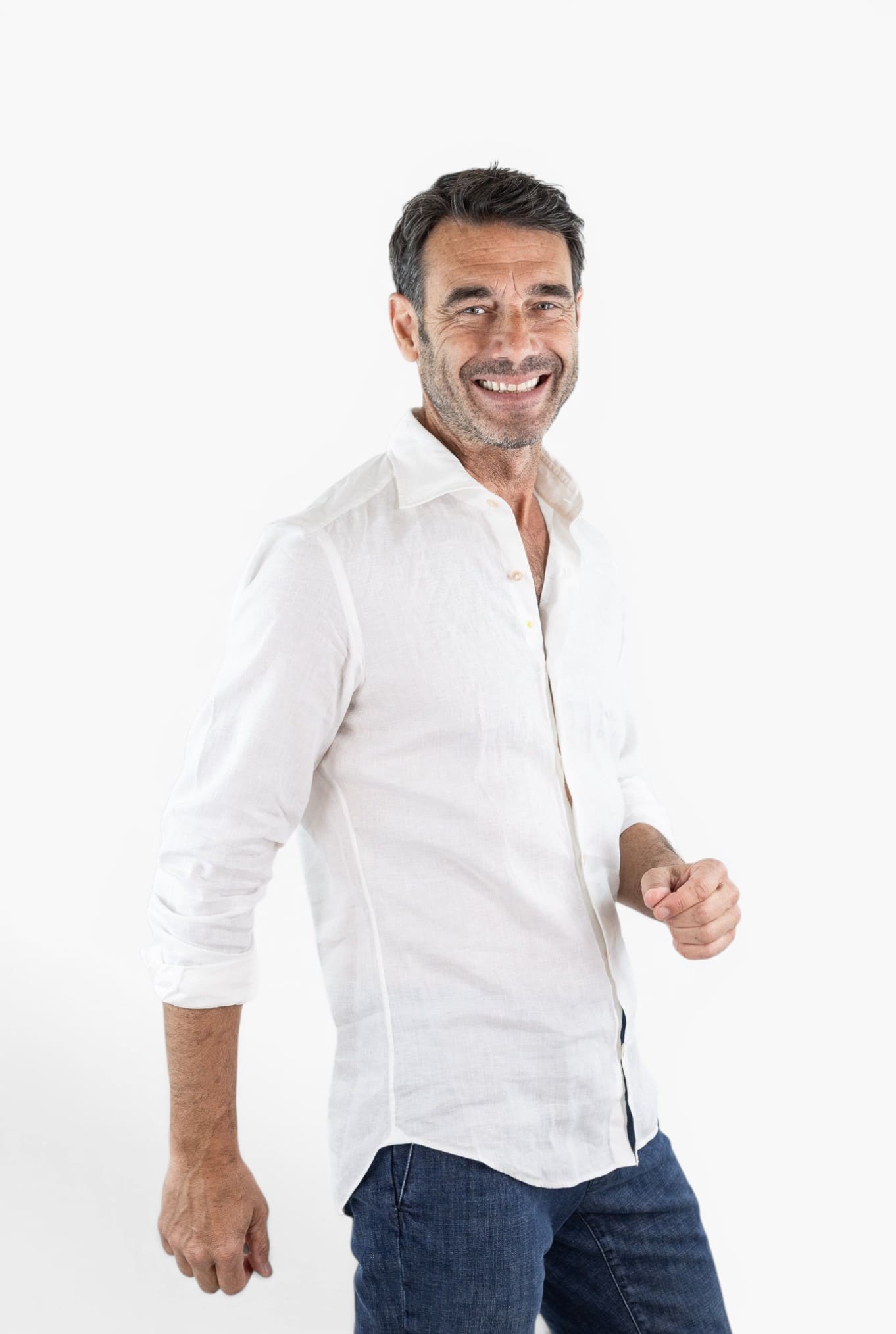 GIANNETTO PORTOFINO Camicia Lino Bianco SLIM FIT