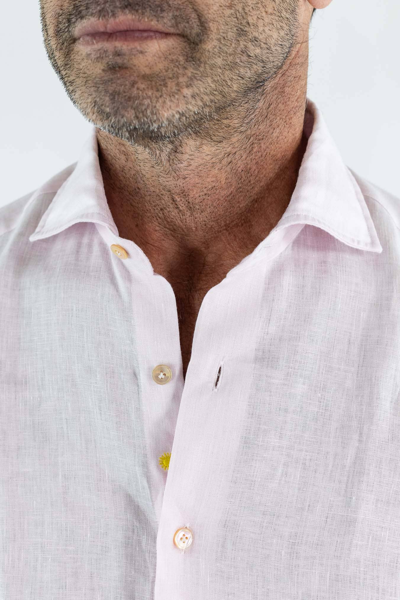 GIANNETTO PORTOFINO Camicia Lino Rosa SLIM FIT