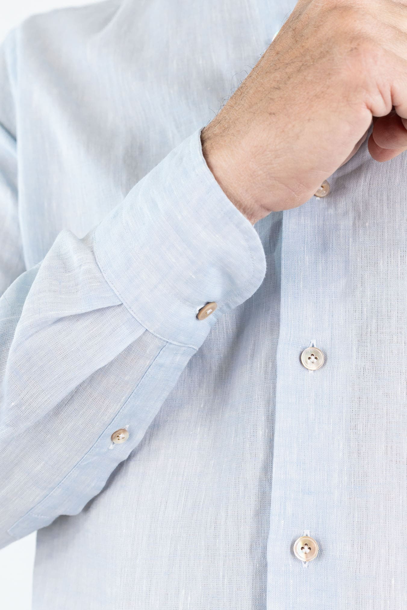GIANNETTO PORTOFINO Camicia Lino Celeste SLIM FIT