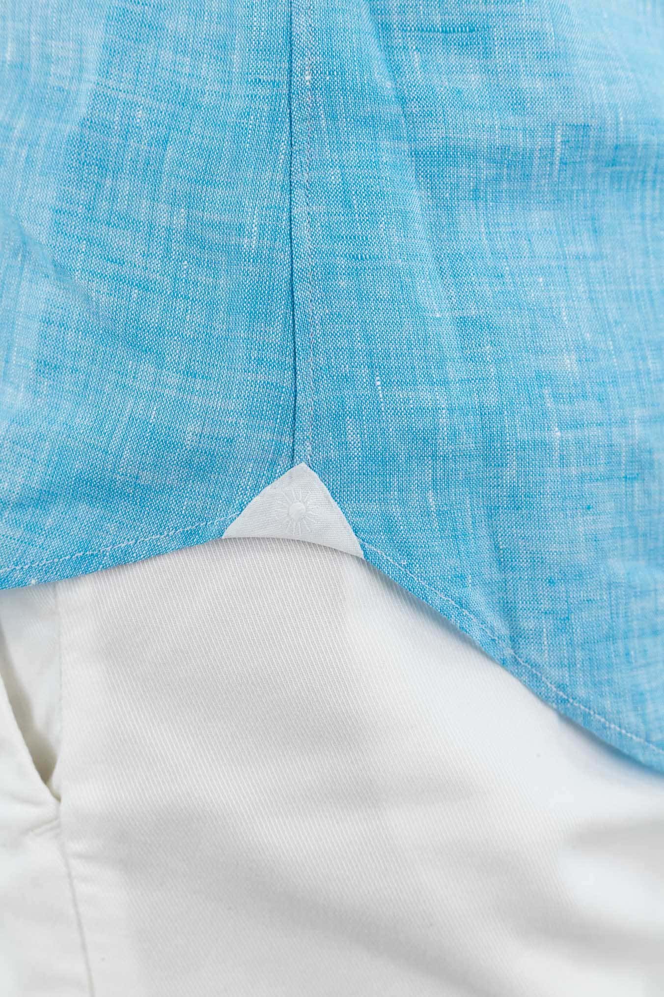GIANNETTO PORTOFINO Camicia Lino Turchese SLIM FIT