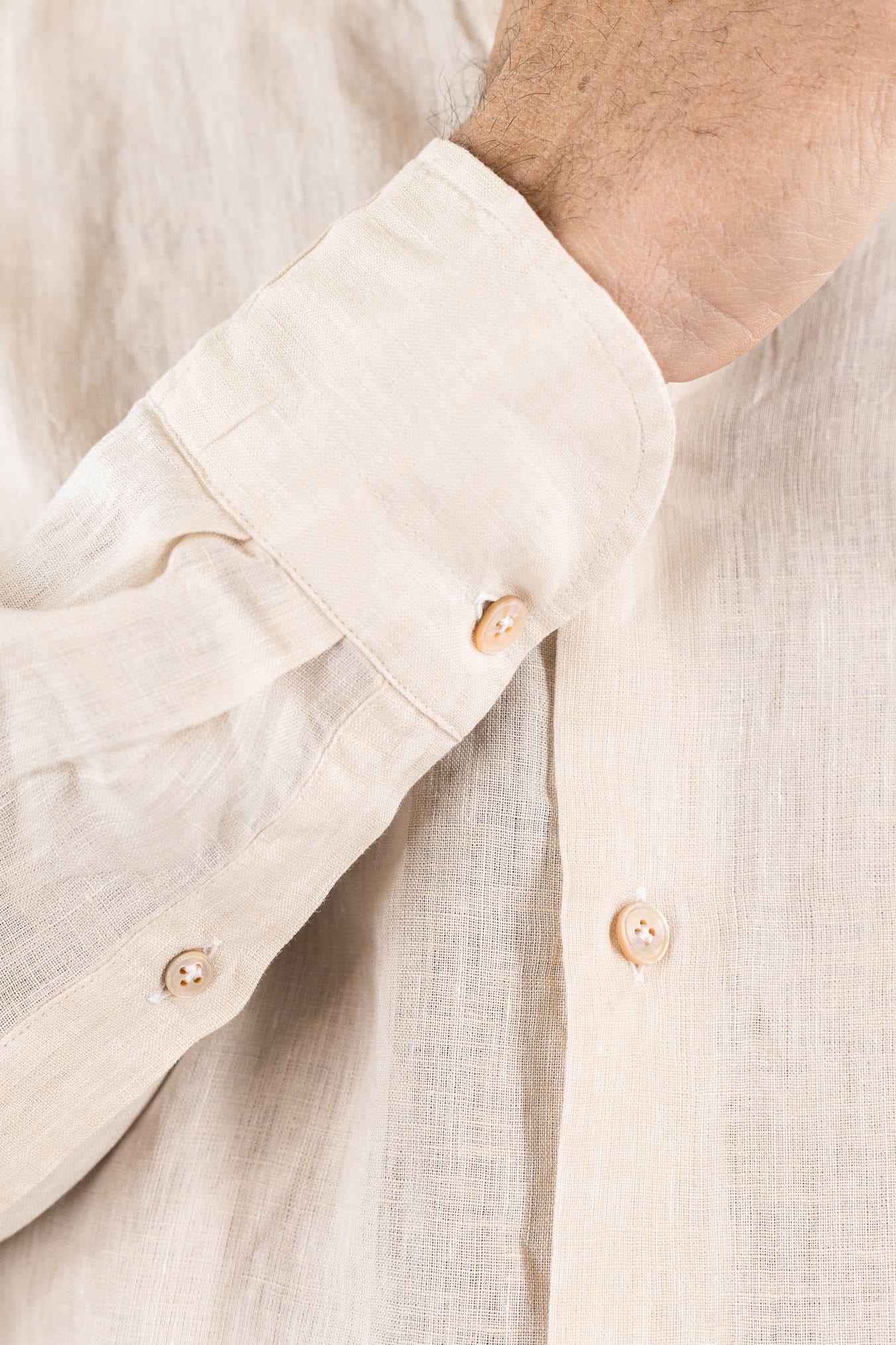 GIANNETTO PORTOFINO Camicia Lino Sabbia SLIM FIT