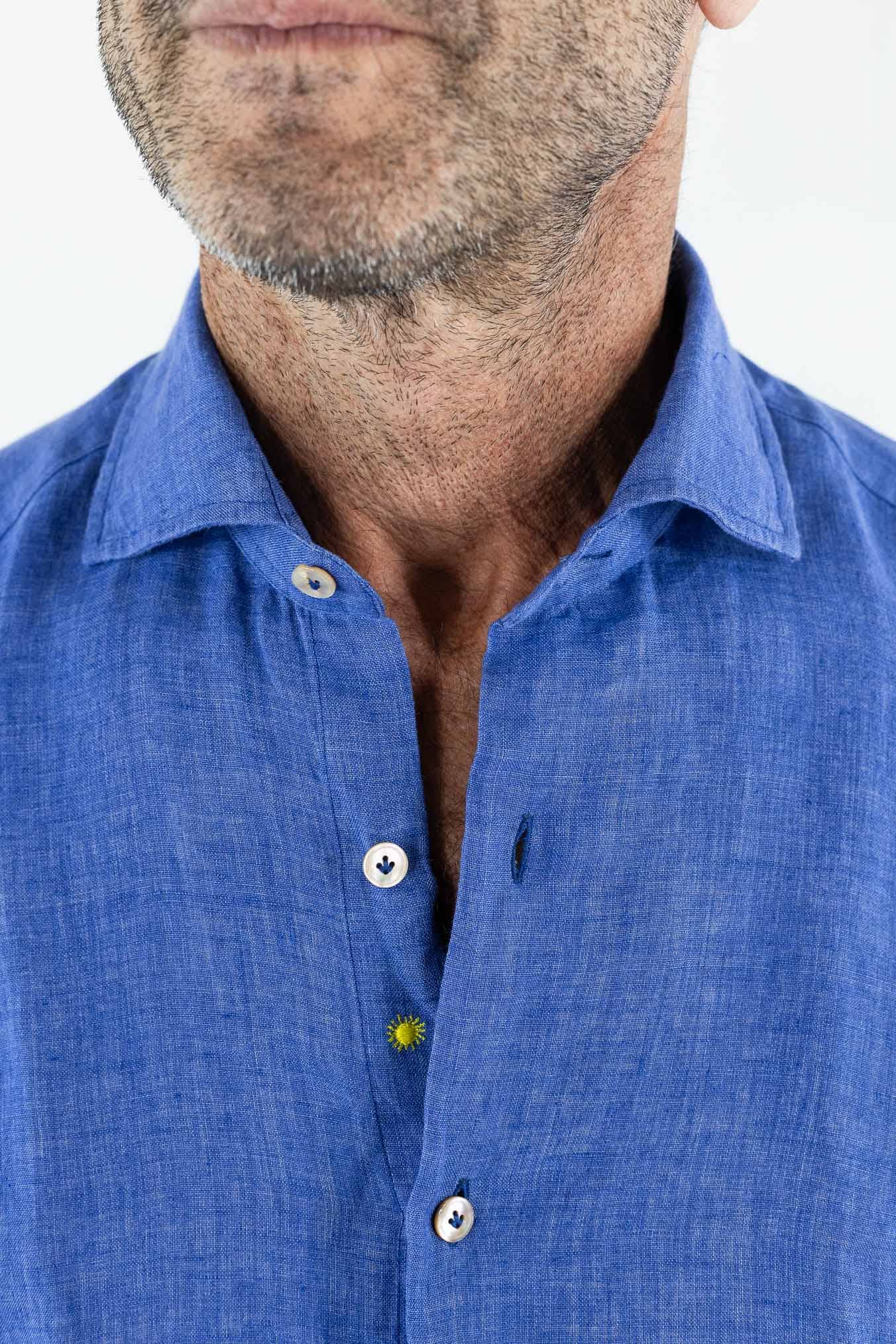 GIANNETTO PORTOFINO Camicia Lino Azzurro COMFORT FIT