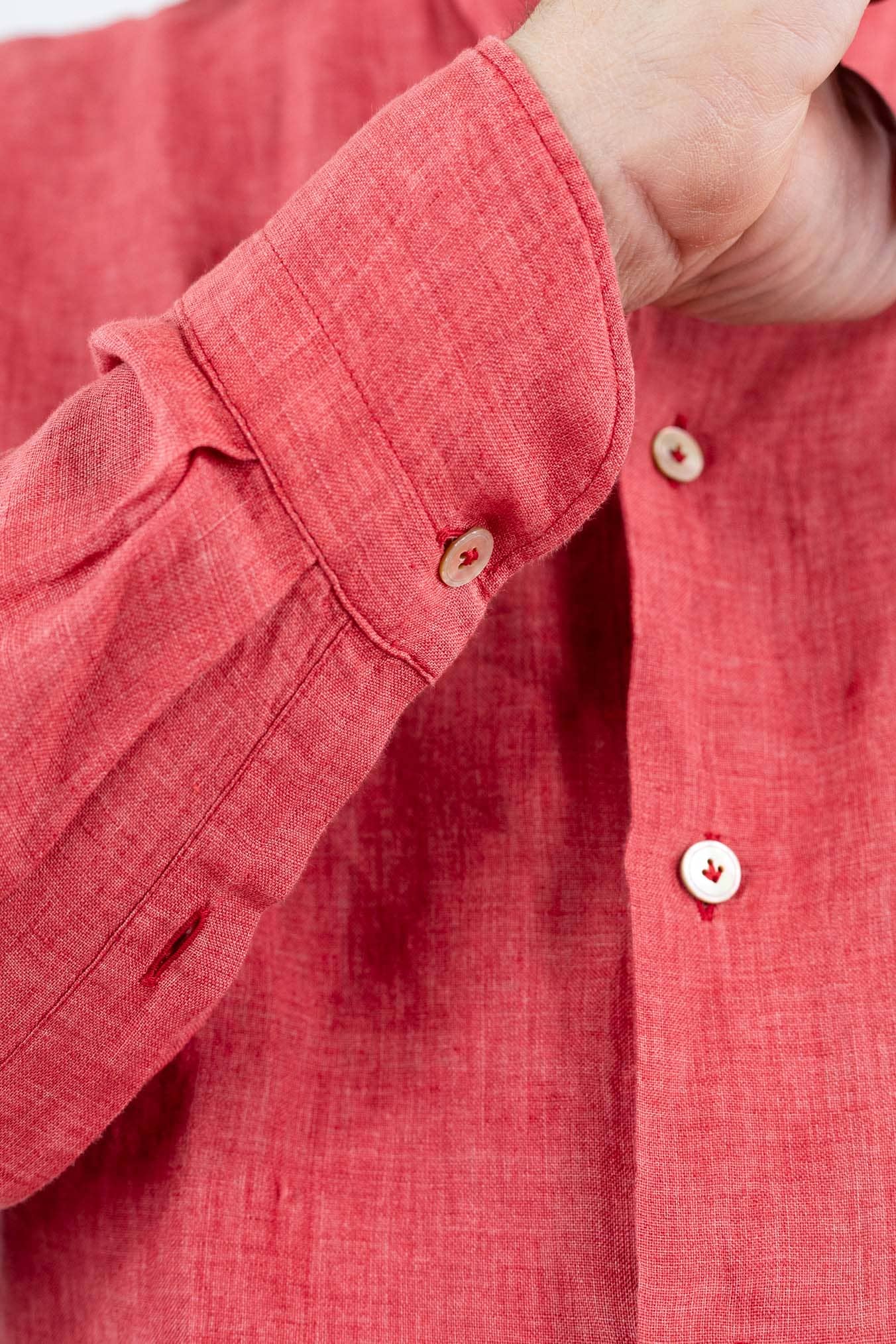 GIANNETTO PORTOFINO Camicia Lino Corallo COMFORT FIT
