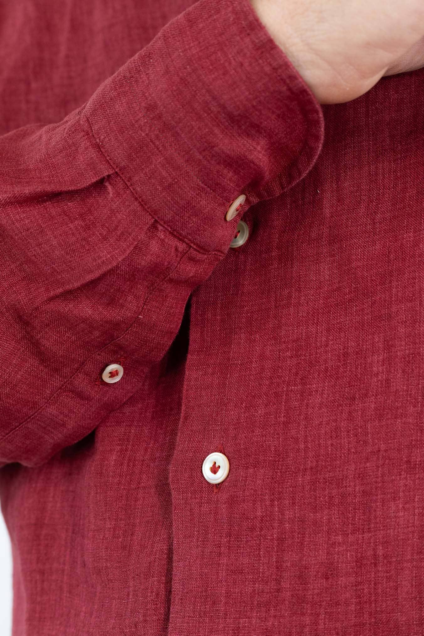 GIANNETTO PORTOFINO Camicia Lino Rosso SLIM FIT
