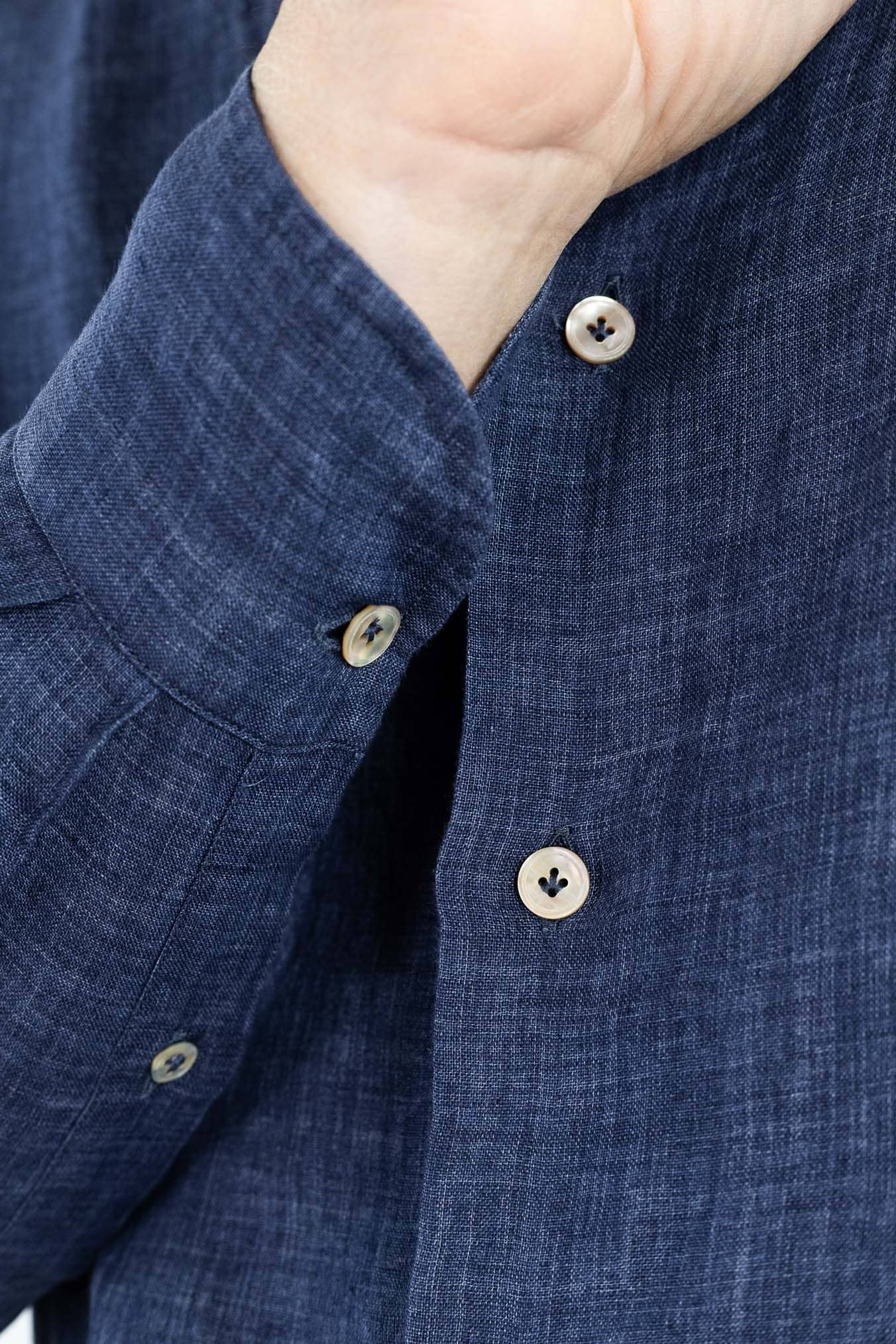 GIANNETTO PORTOFINO Camicia Lino Blu COMFORT FIT
