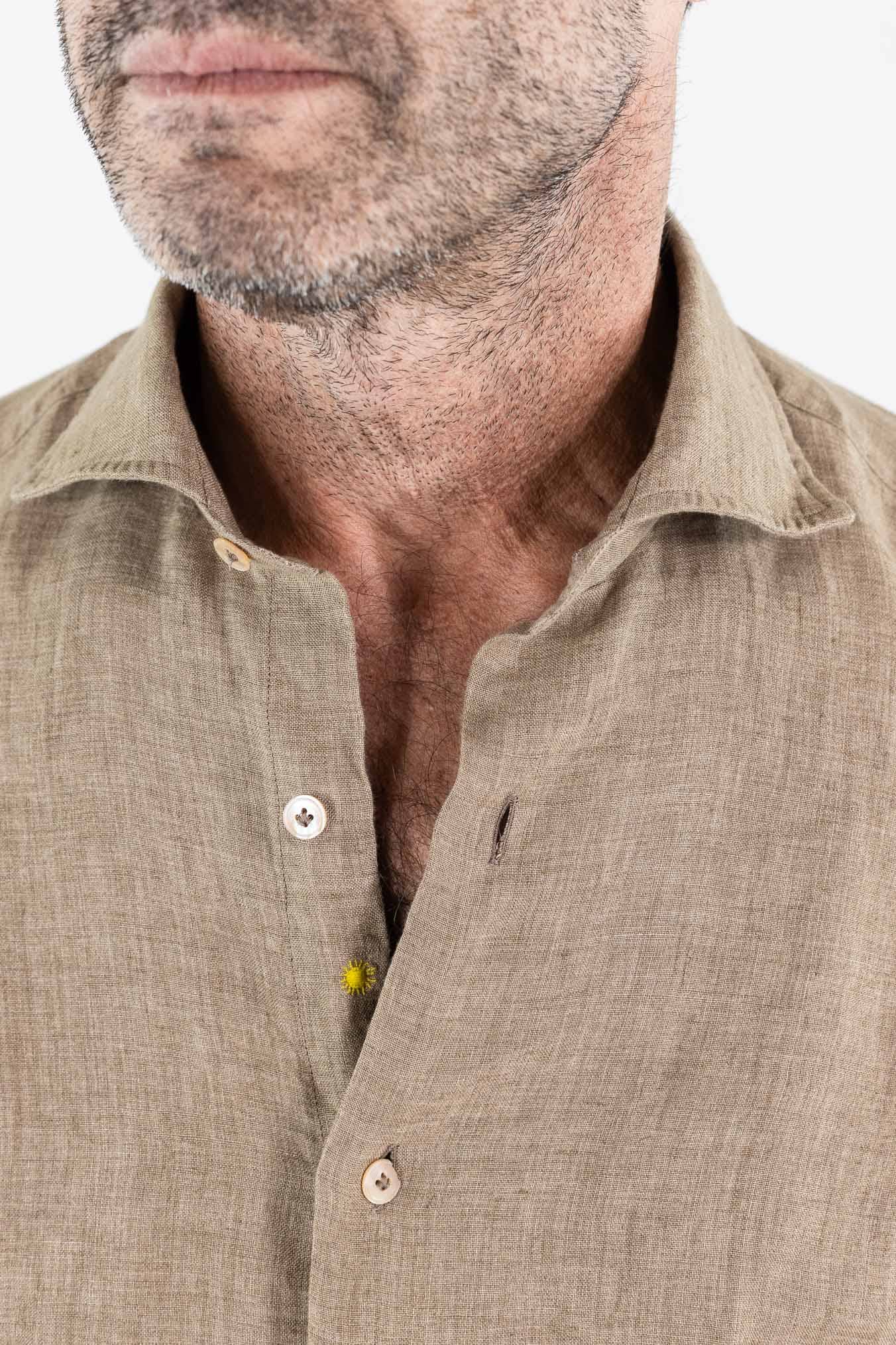 GIANNETTO PORTOFINO Camicia Lino Beige COMFORT FIT