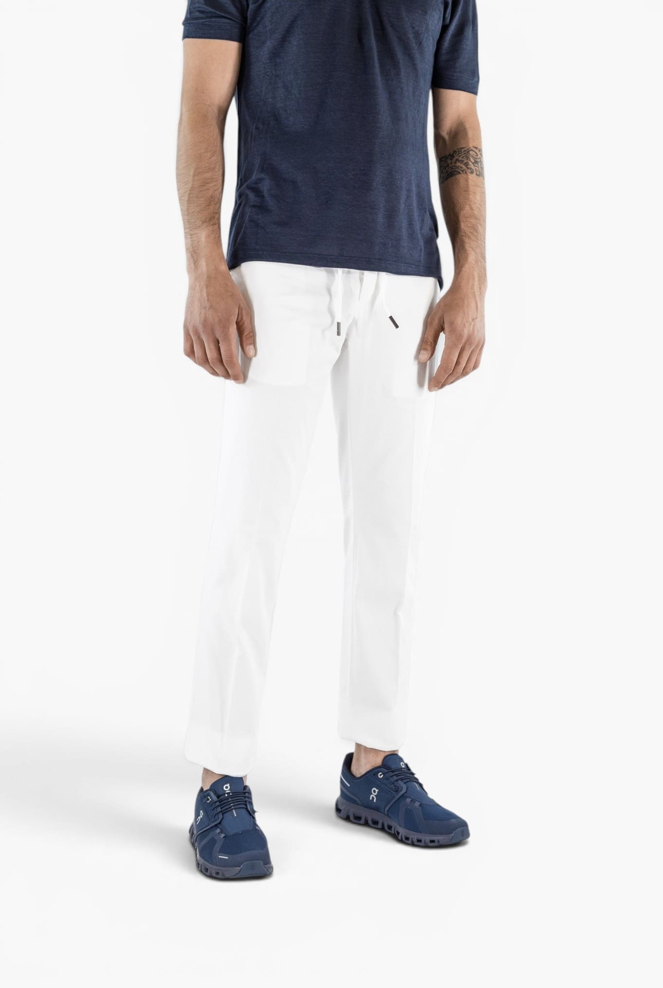 GUARINO Pantaloni Supersoft Coulisse Stretch Bianco