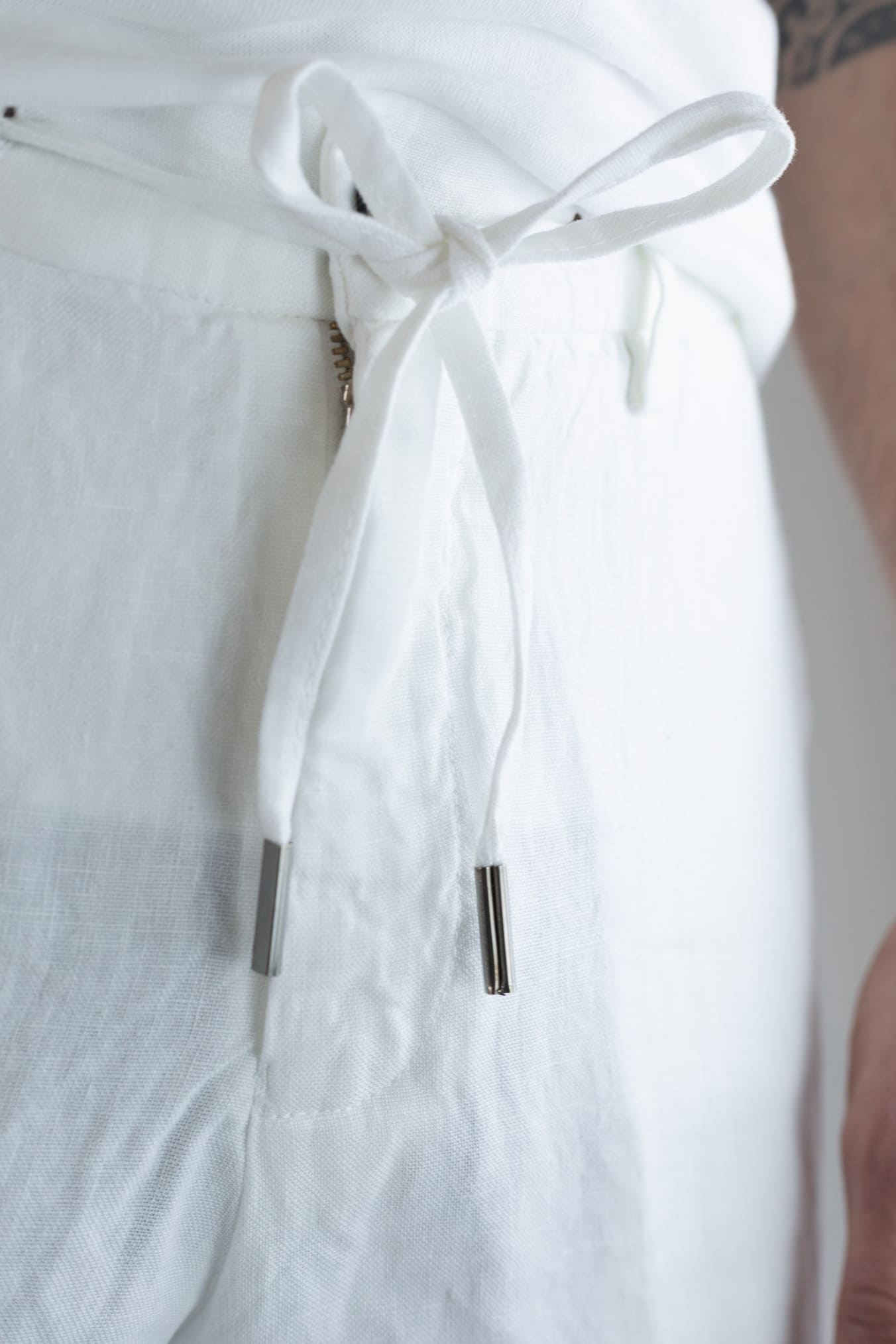 GUARINO Pantaloni Coulisse Lino Bianco