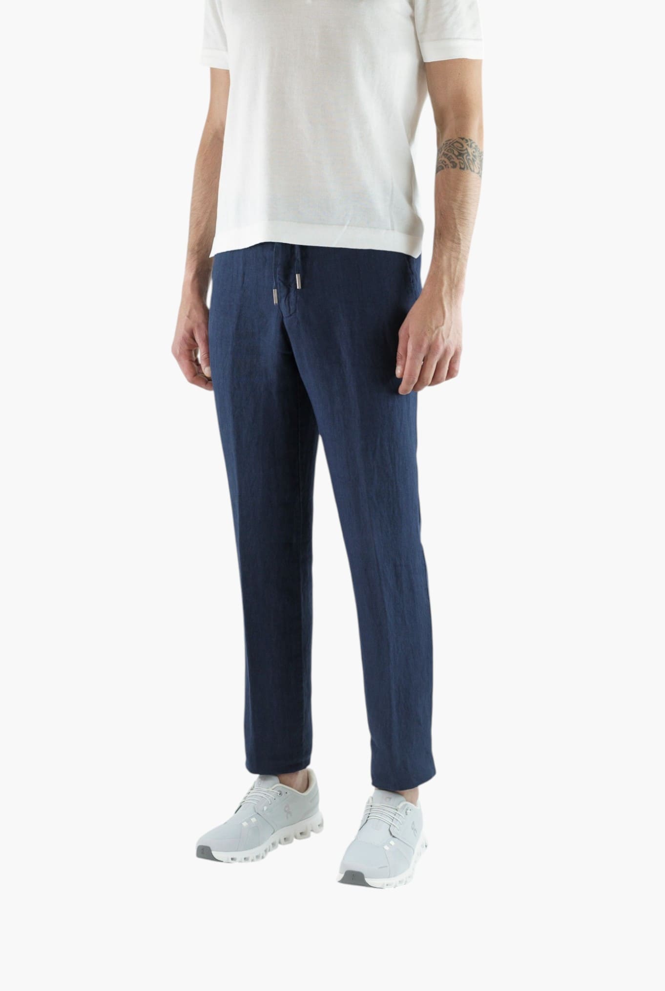 GUARINO Pantaloni Coulisse Lino Blu