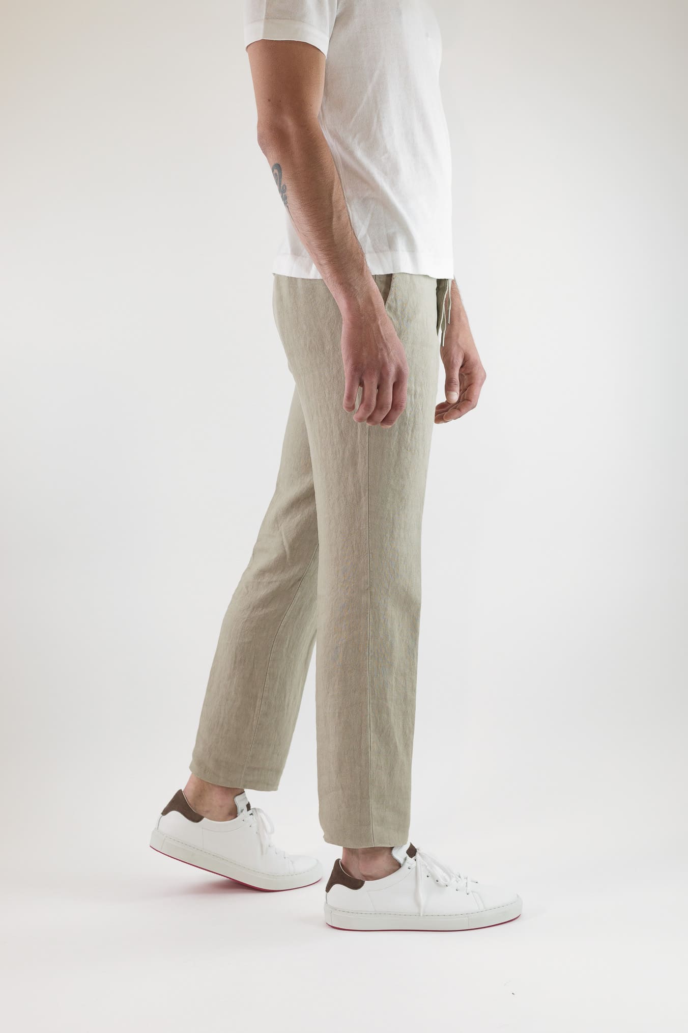 GUARINO Pantaloni Coulisse Lino Beige
