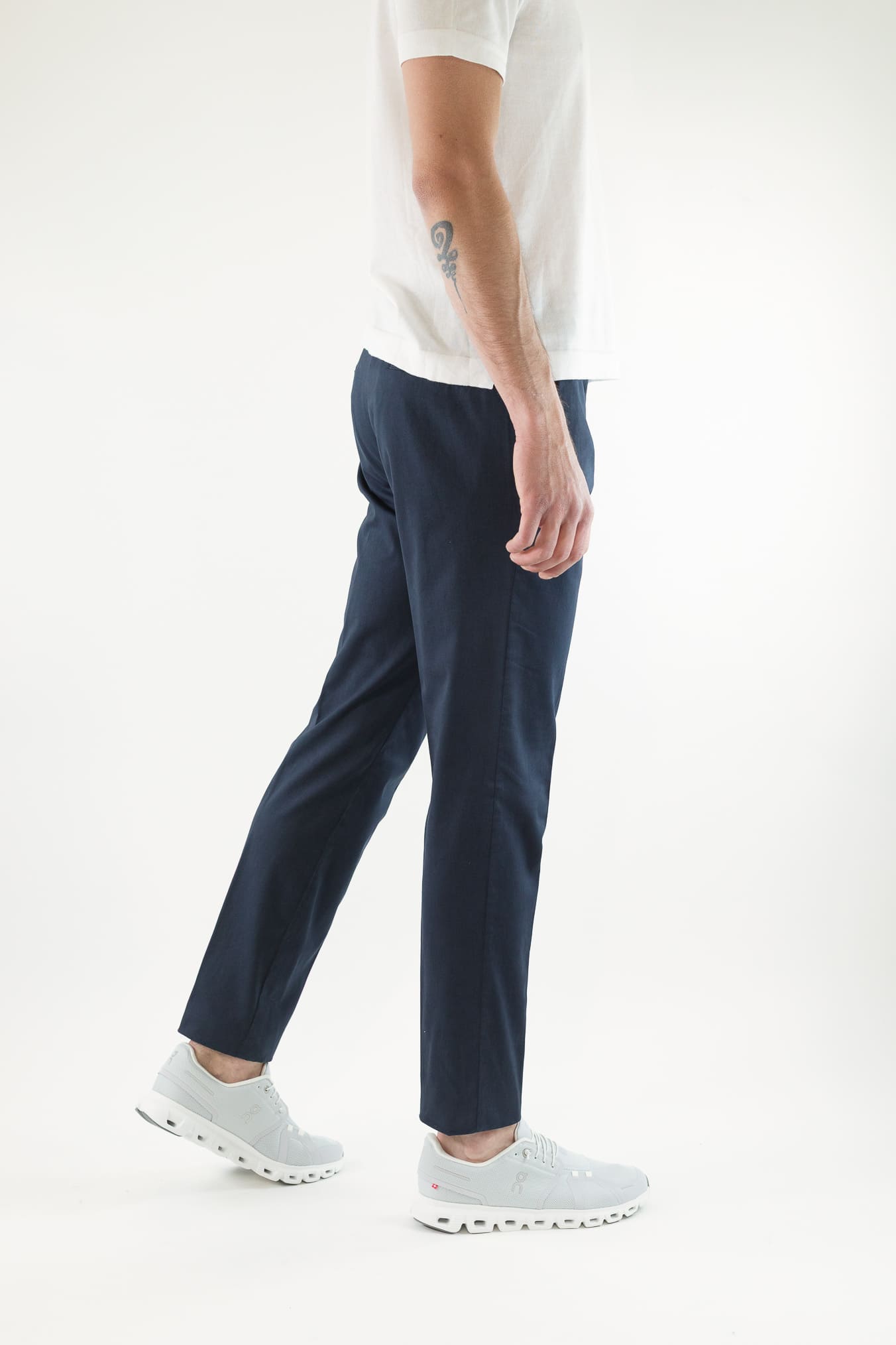 GUARINO Pantaloni Supersoft Cotone Seta Blu
