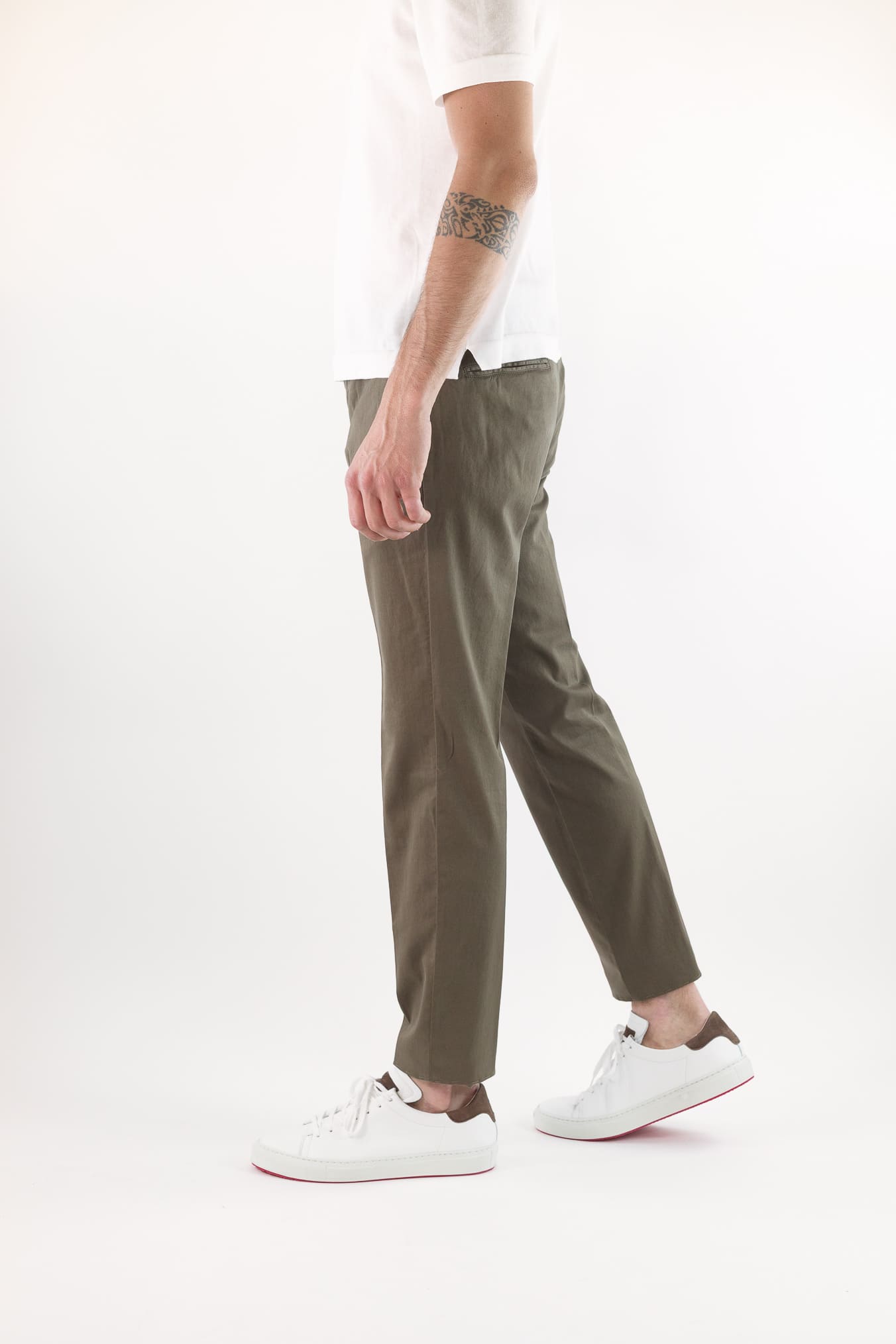 GUARINO Pantaloni Supersoft Cotone Seta Fango