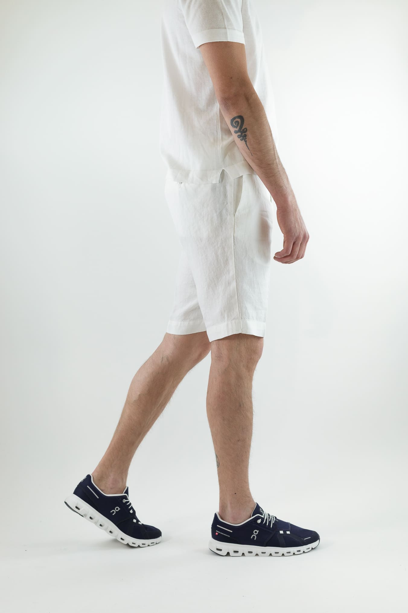 GUARINO Bermuda Coulisse Lino Bianco Washed