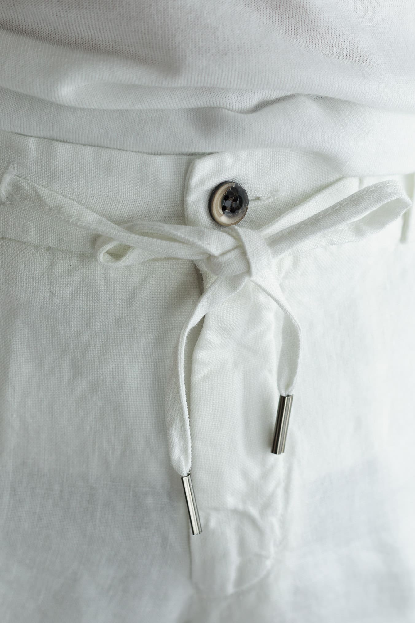 GUARINO Bermuda Coulisse Lino Bianco Washed