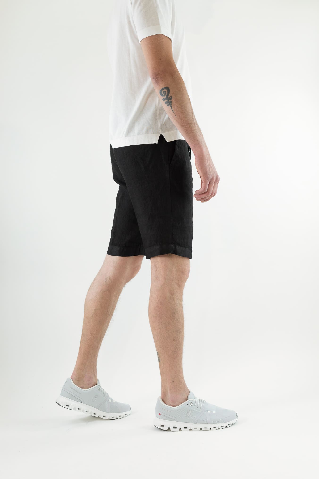 GUARINO Bermuda Coulisse Lino Nero Washed