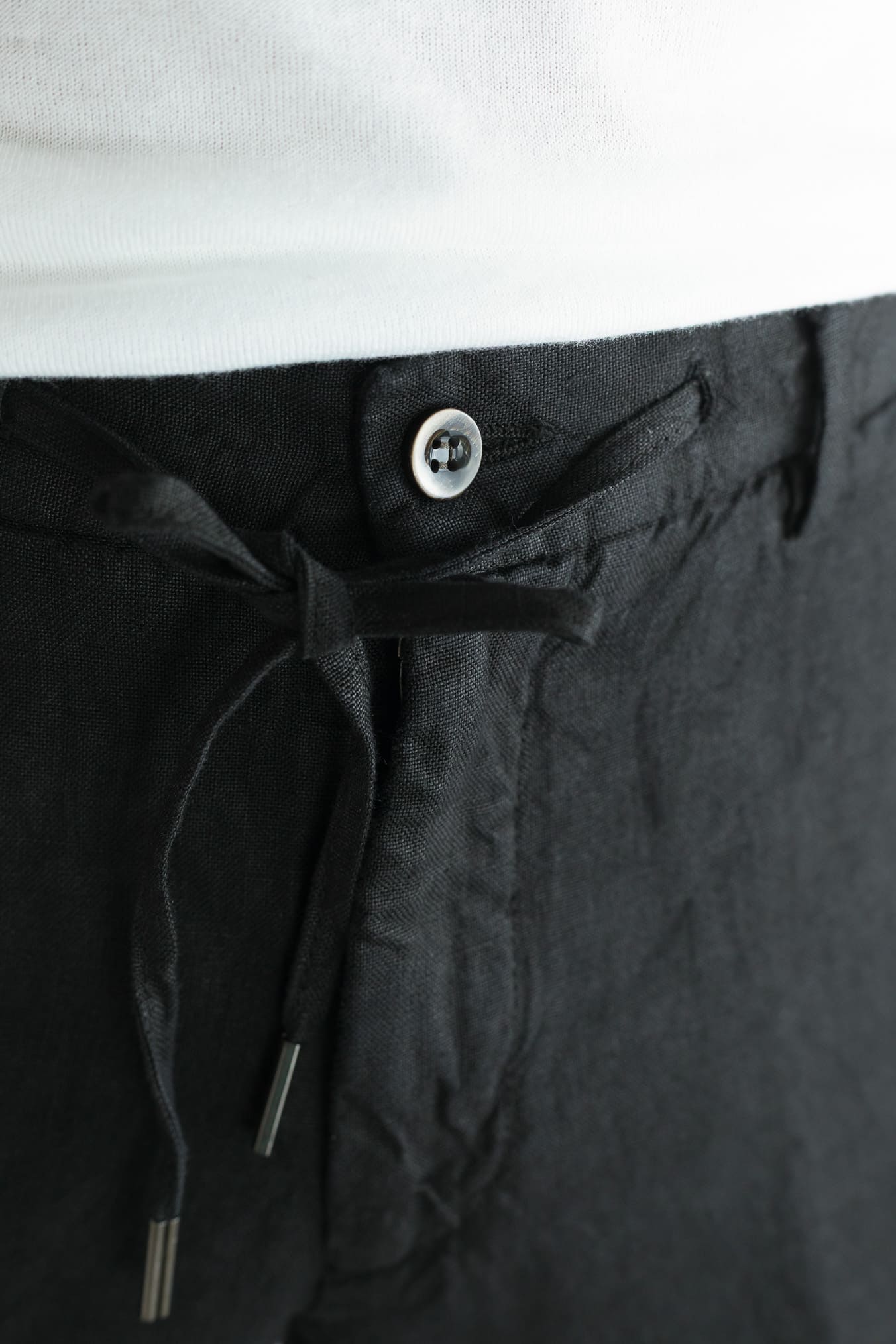 GUARINO Bermuda Coulisse Lino Nero Washed