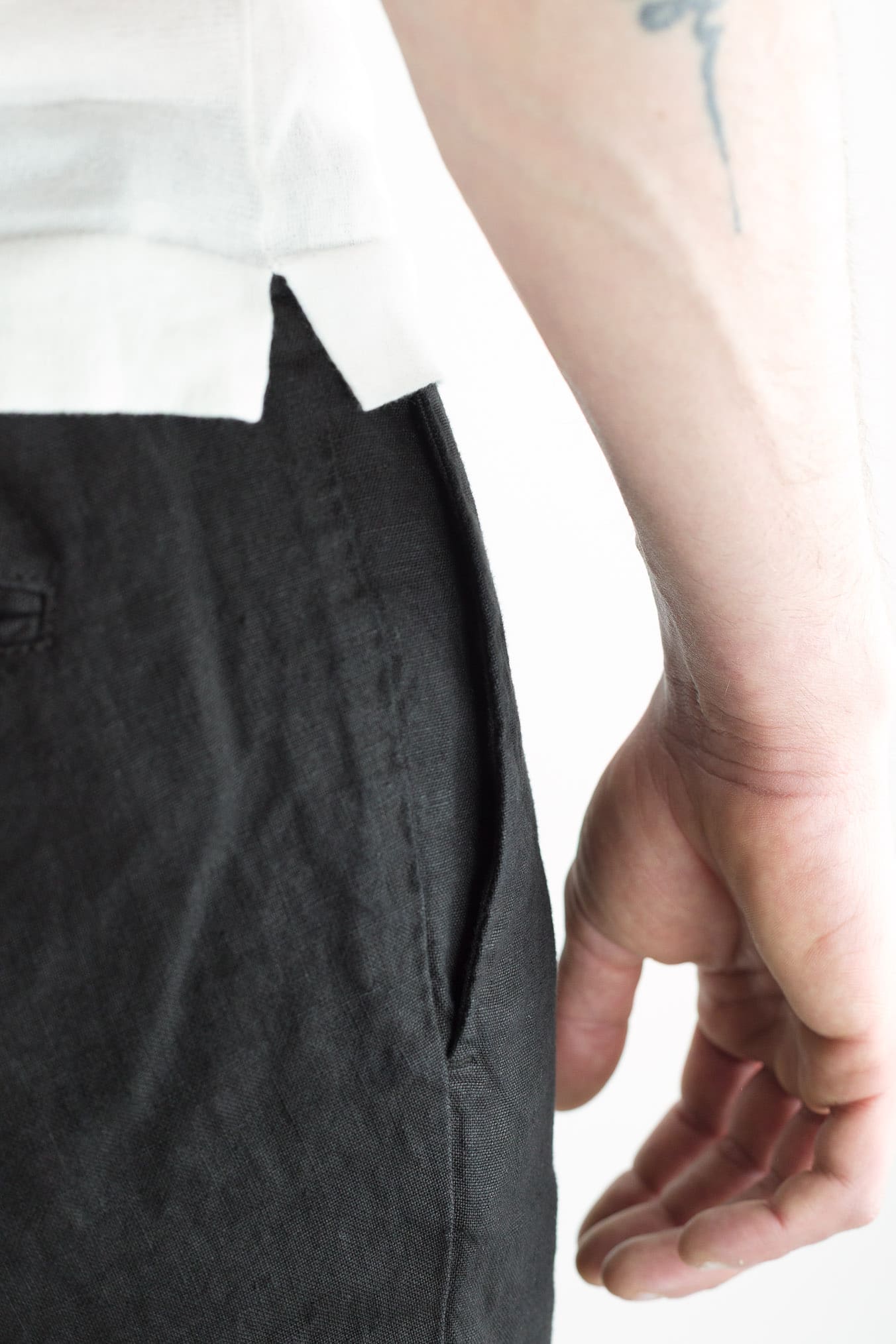 GUARINO Bermuda Coulisse Lino Nero Washed