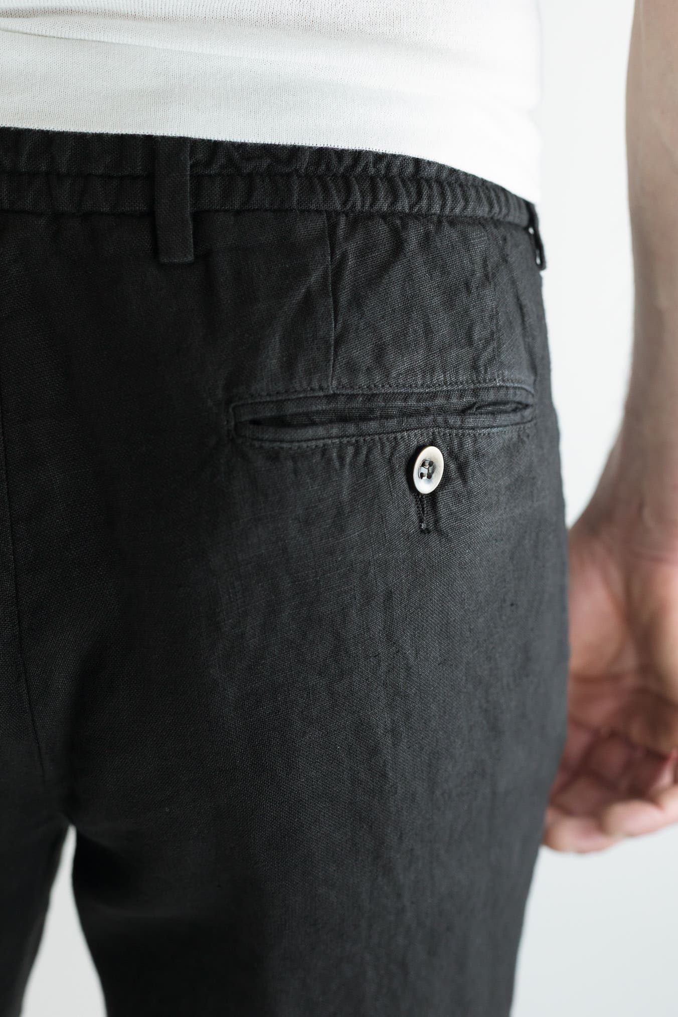 GUARINO Bermuda Coulisse Lino Nero Washed