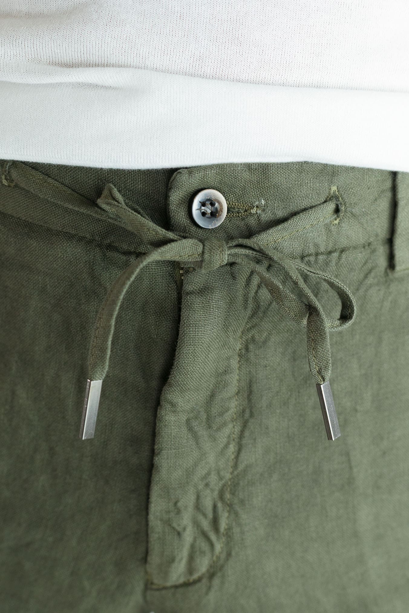 GUARINO Bermuda Coulisse Lino Verde Militare Washed