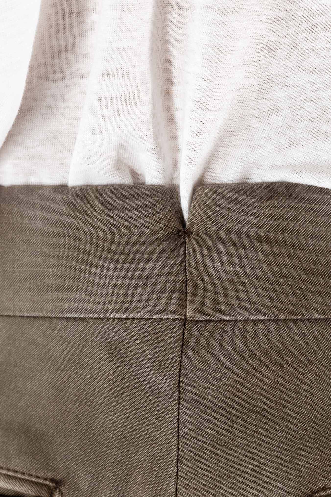 GUARINO Pantaloni Doppia Fibbia Vita Alta Fango