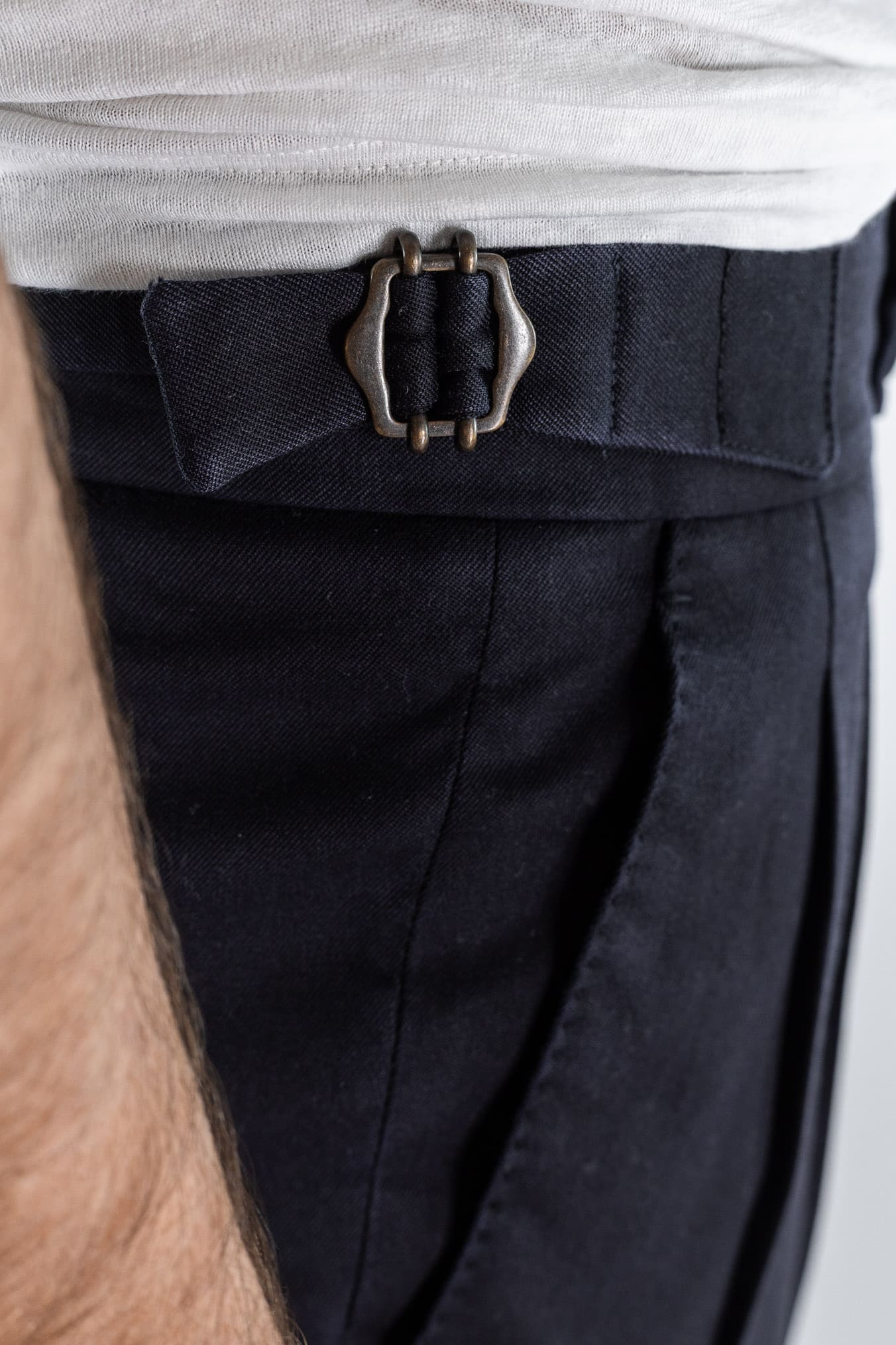 GUARINO Pantaloni Doppia Fibbia Vita Alta Blu