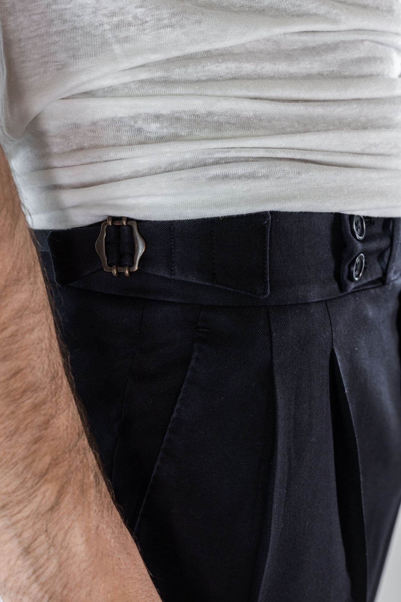 GUARINO Pantaloni Doppia Fibbia Vita Alta Blu