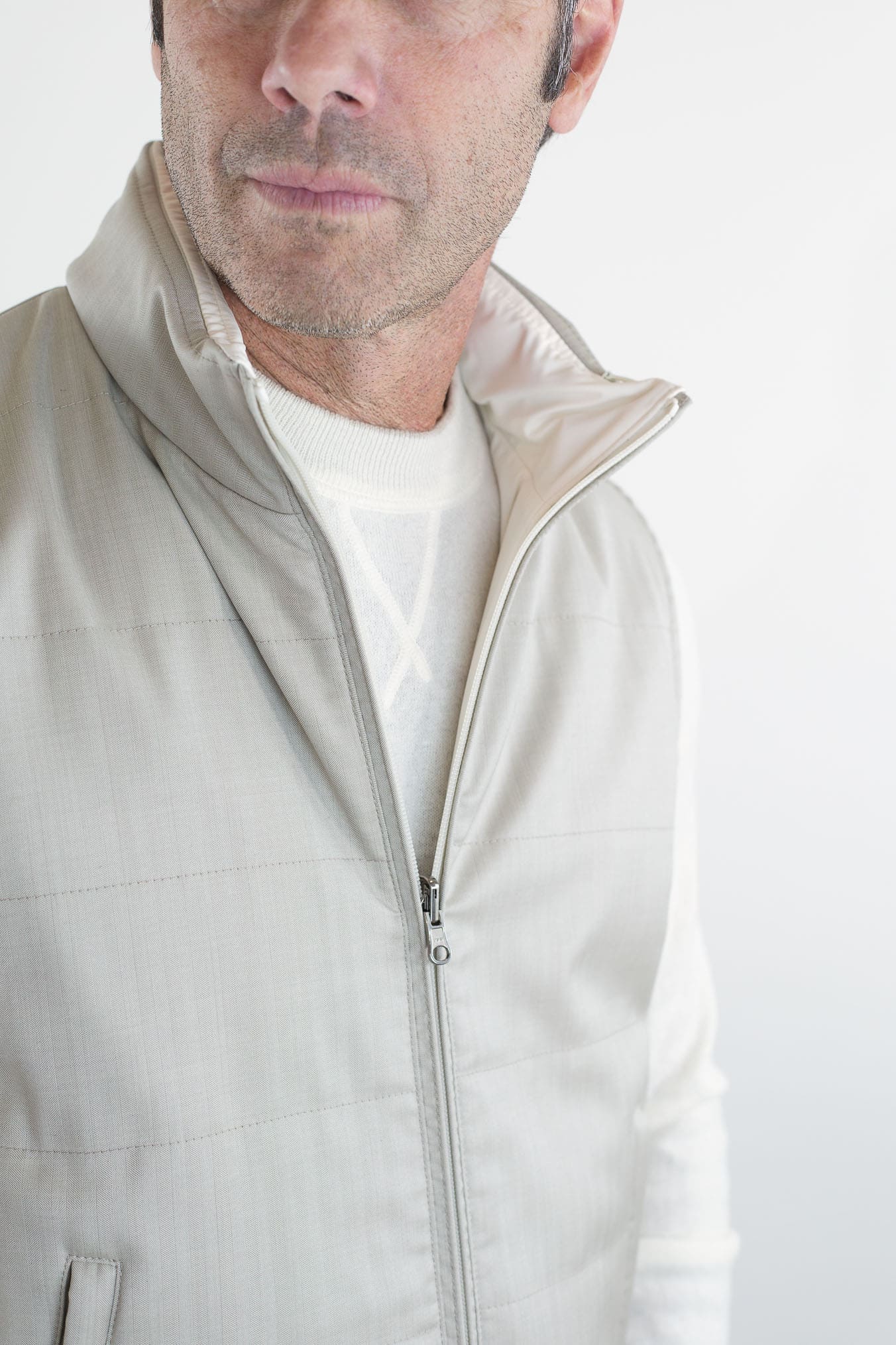 GUARINO Gilet Reversibile Vitale Barberis Beige e Bianco