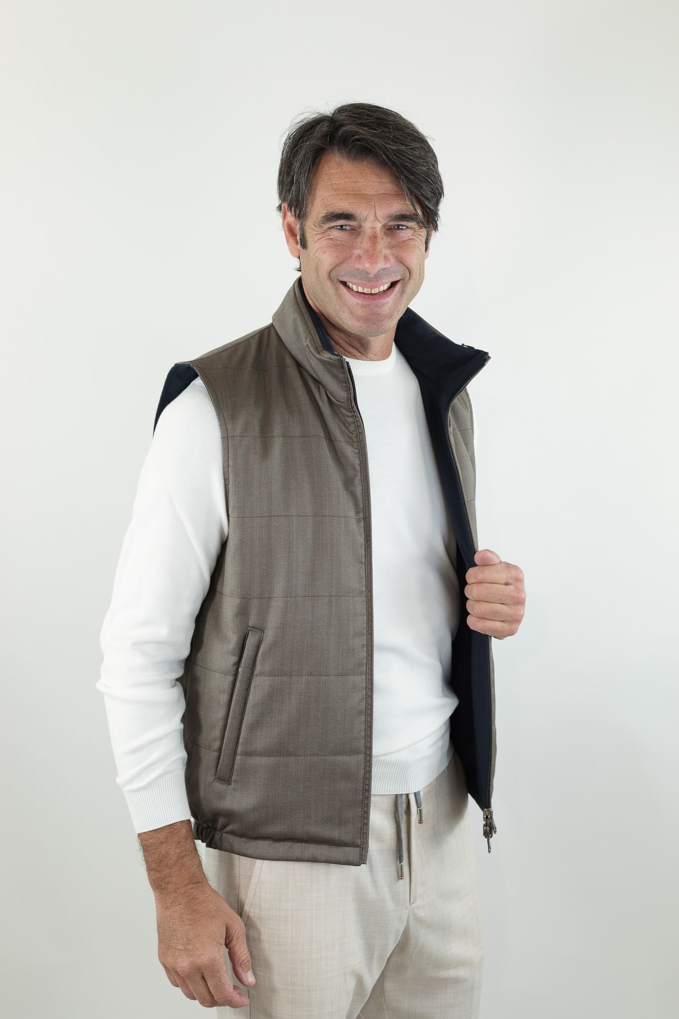 GUARINO Gilet Reversibile Vitale Barberis Tortora e Blu