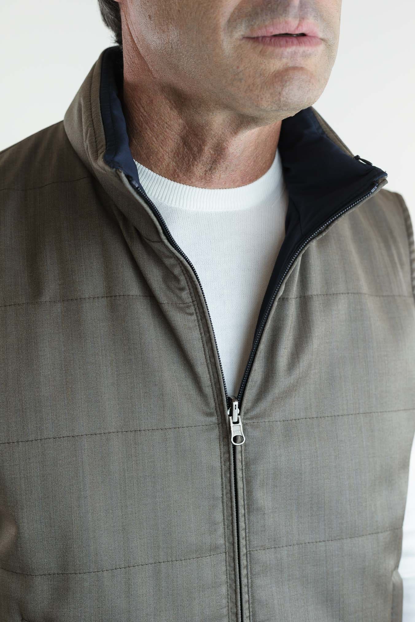 GUARINO Gilet Reversibile Vitale Barberis Tortora e Blu