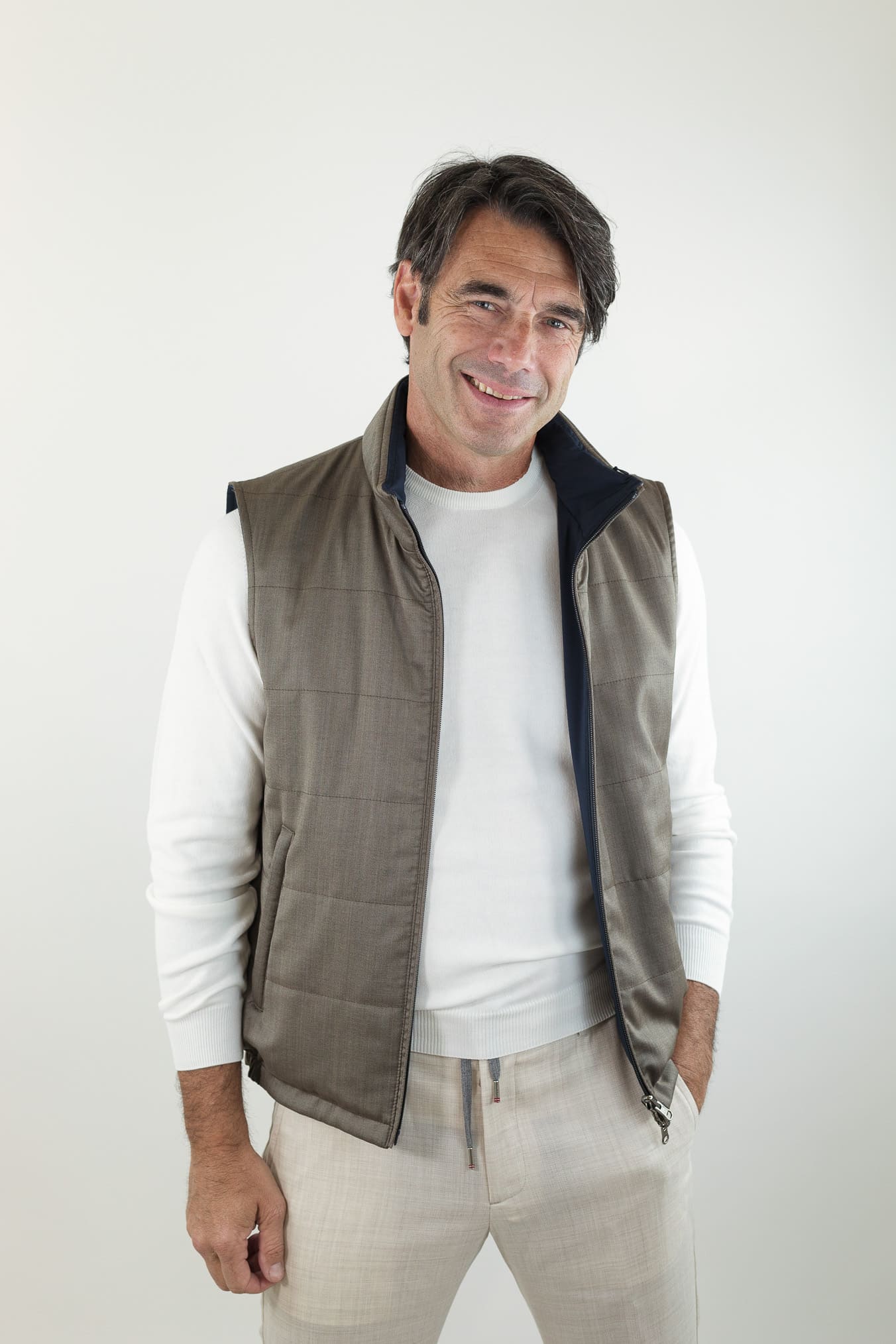 GUARINO Gilet Reversibile Vitale Barberis Tortora e Blu