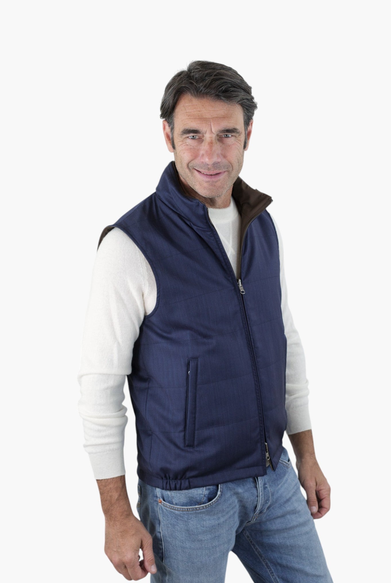GUARINO Gilet Reversibile Vitale Barberis Blu e Testa di Moro