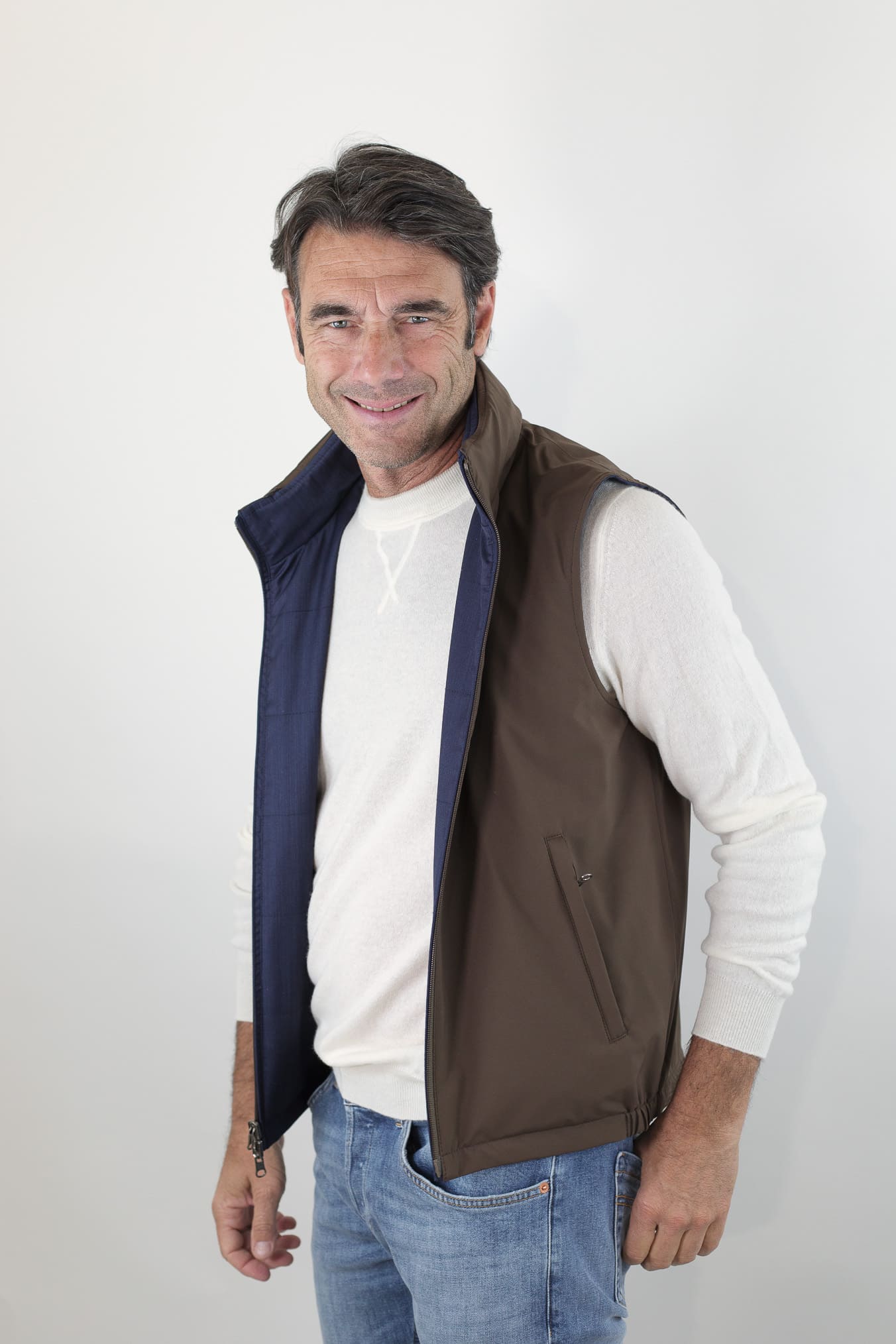GUARINO Gilet Reversibile Vitale Barberis Blu e Testa di Moro