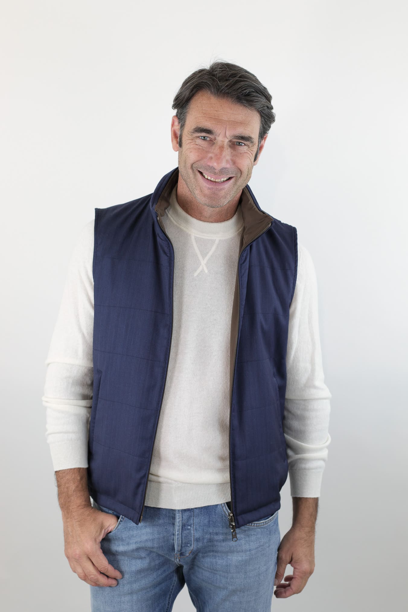 GUARINO Gilet Reversibile Vitale Barberis Blu e Testa di Moro