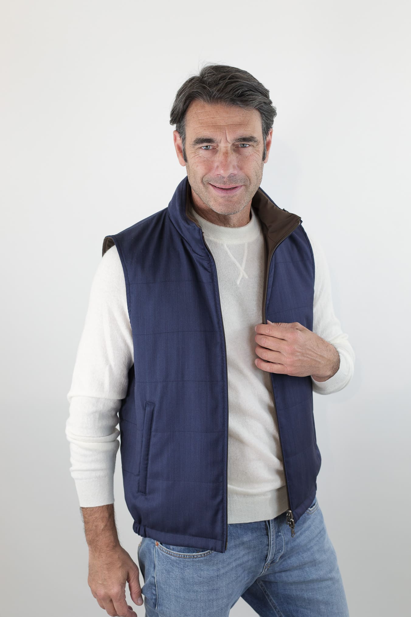 GUARINO Gilet Reversibile Vitale Barberis Blu e Testa di Moro